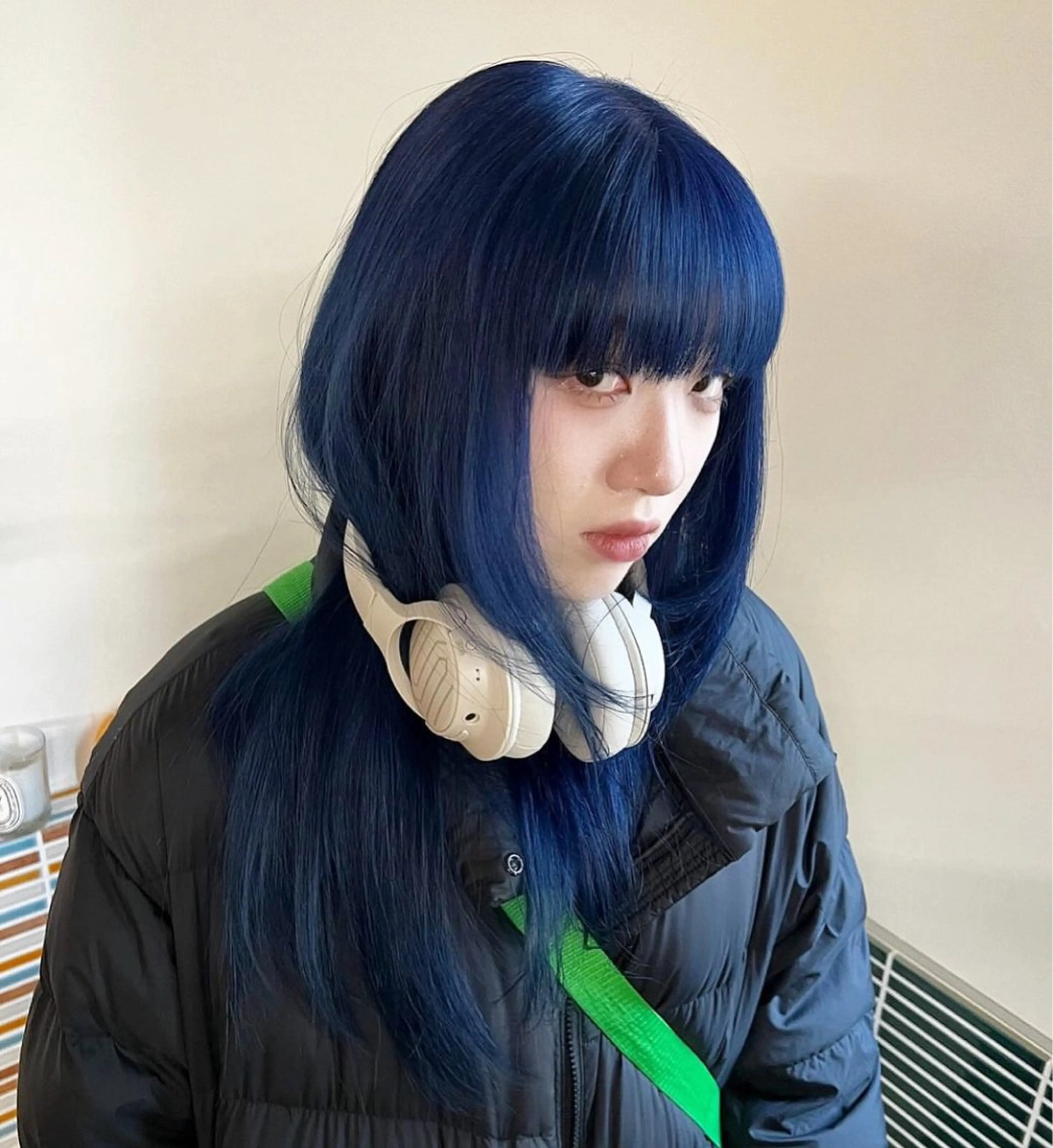 ロング カラー ブリーチ ブルーカラー ネイビーカラー ブリーチ矯正/ ブリーチ特化mikaのヘアスタイル