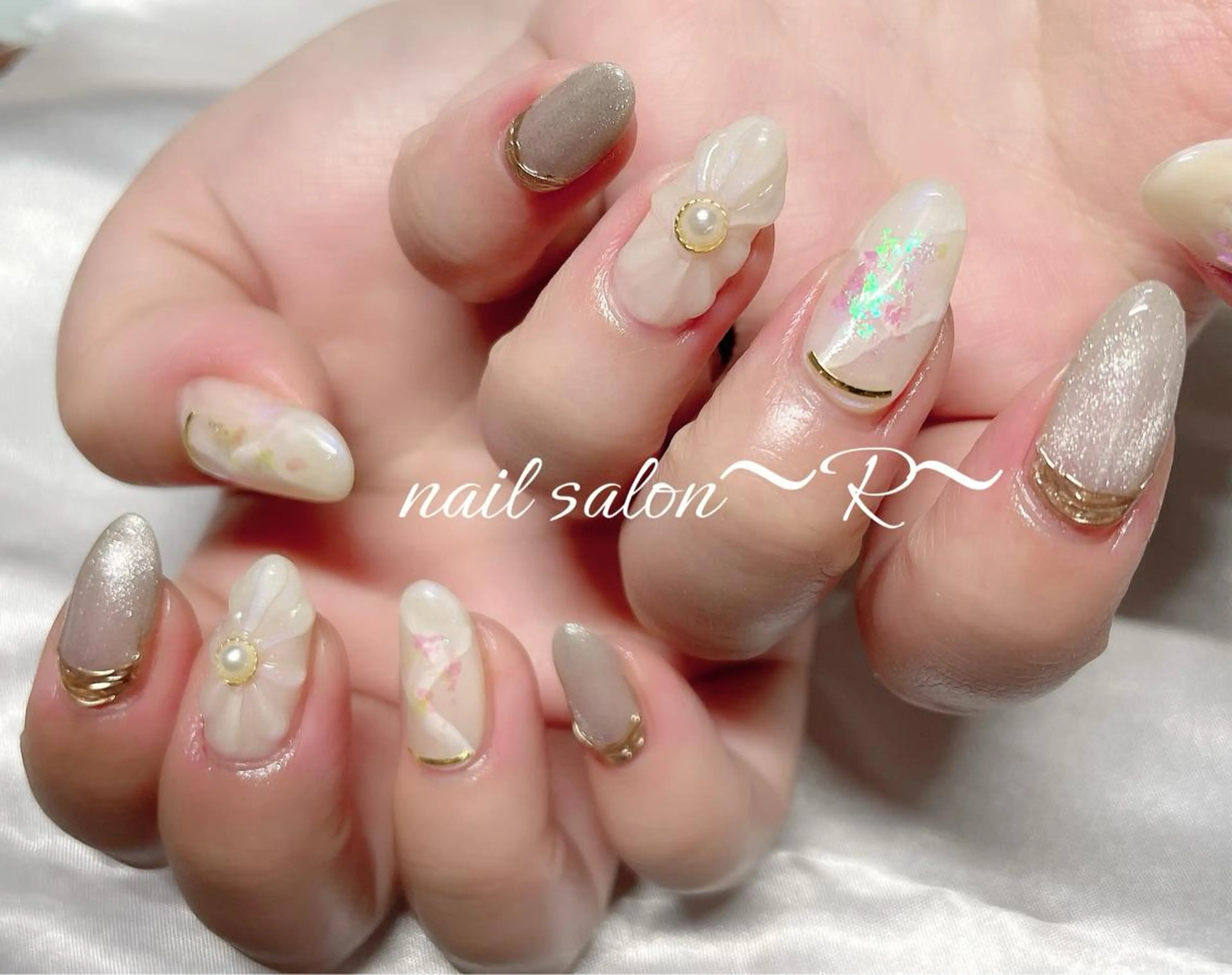 ネイル 持ち込み ピンク ハンドネイル 〜 R〜 プライベートサロンのネイルデザイン