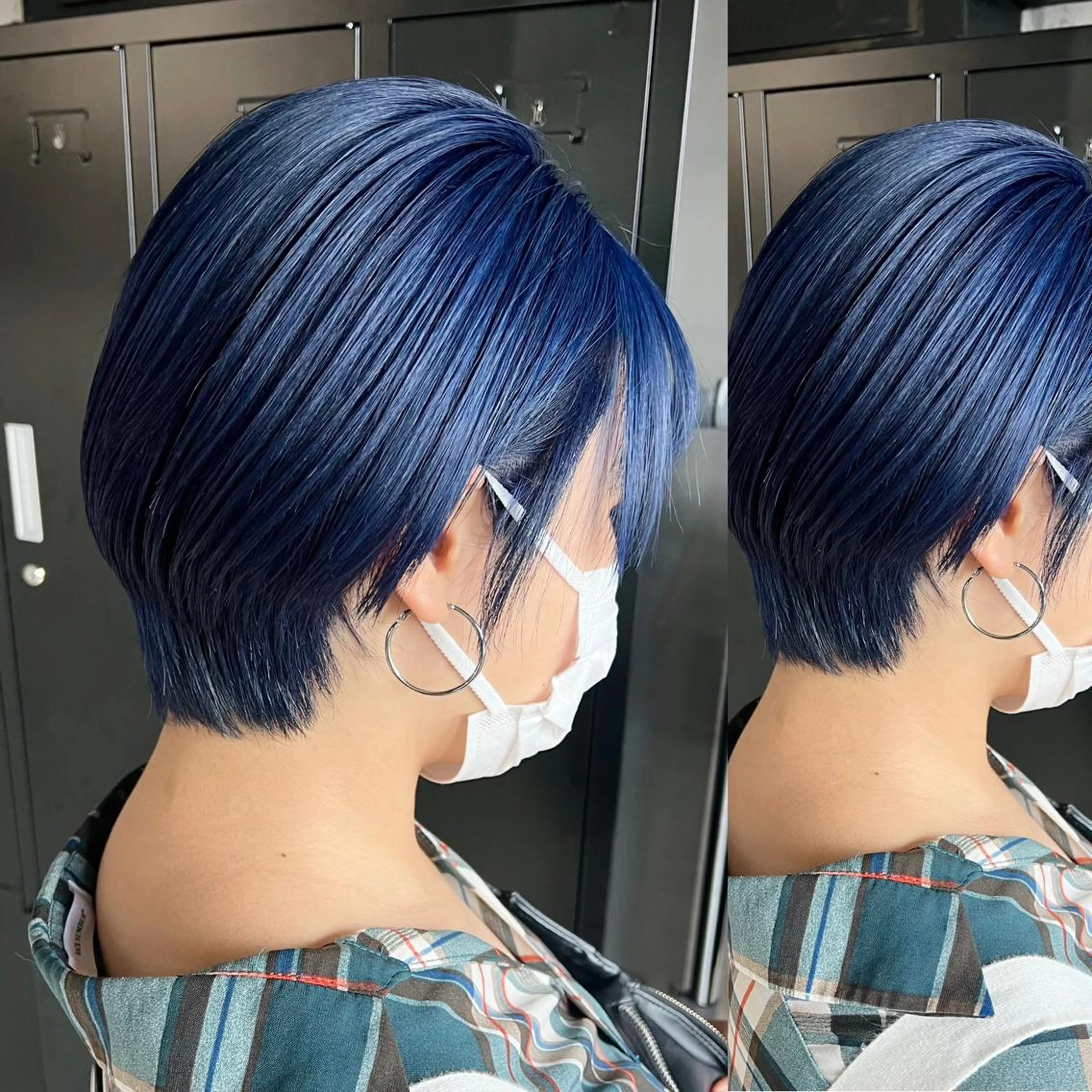 セミロング カラー ブルーカラー mimiiy梅田 中崎町ハイトーンのヘアスタイル