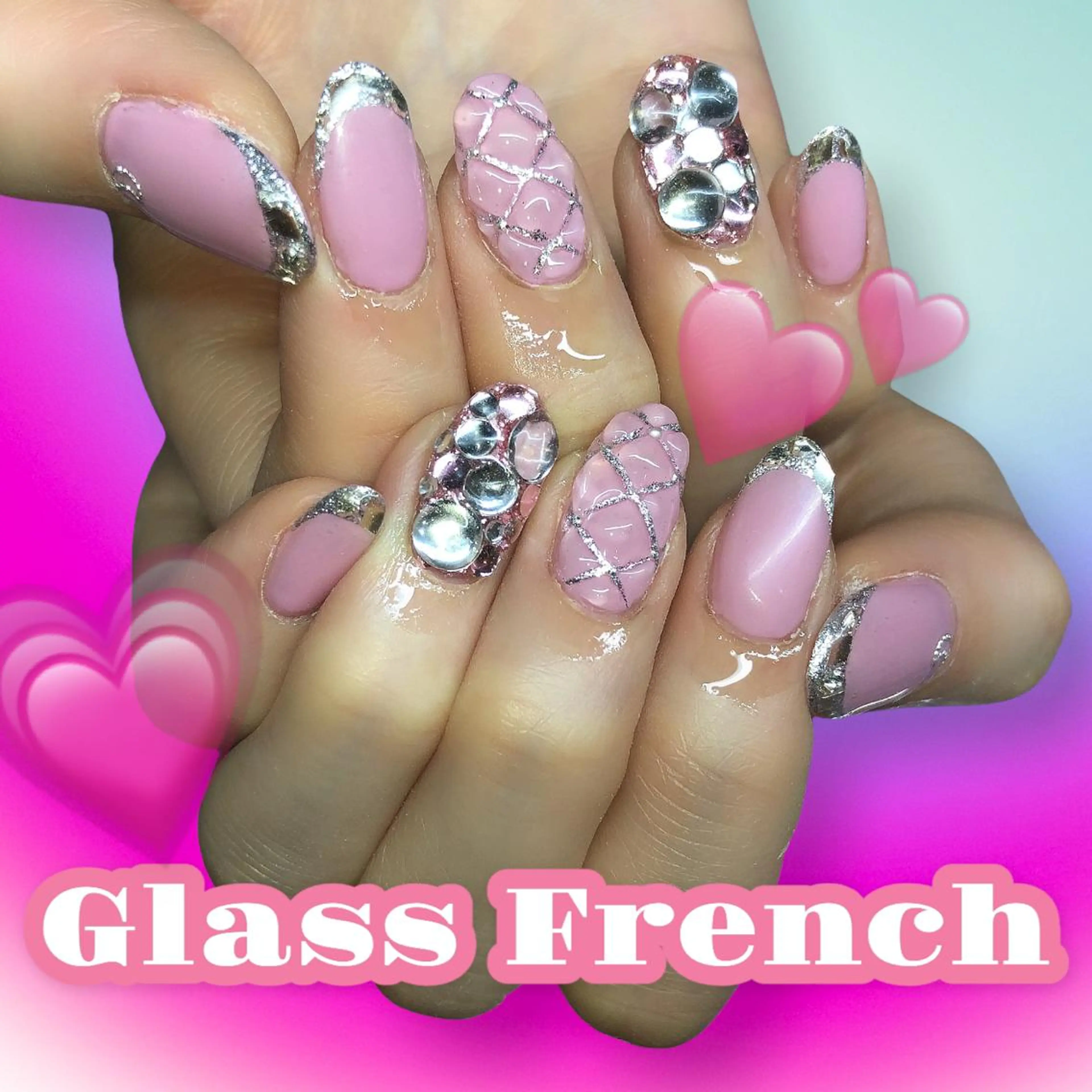 ネイル フレンチネイル ガラスフレンチ ハンドネイル 【Yappy🌈】 💖P-tanaのネイルデザイン