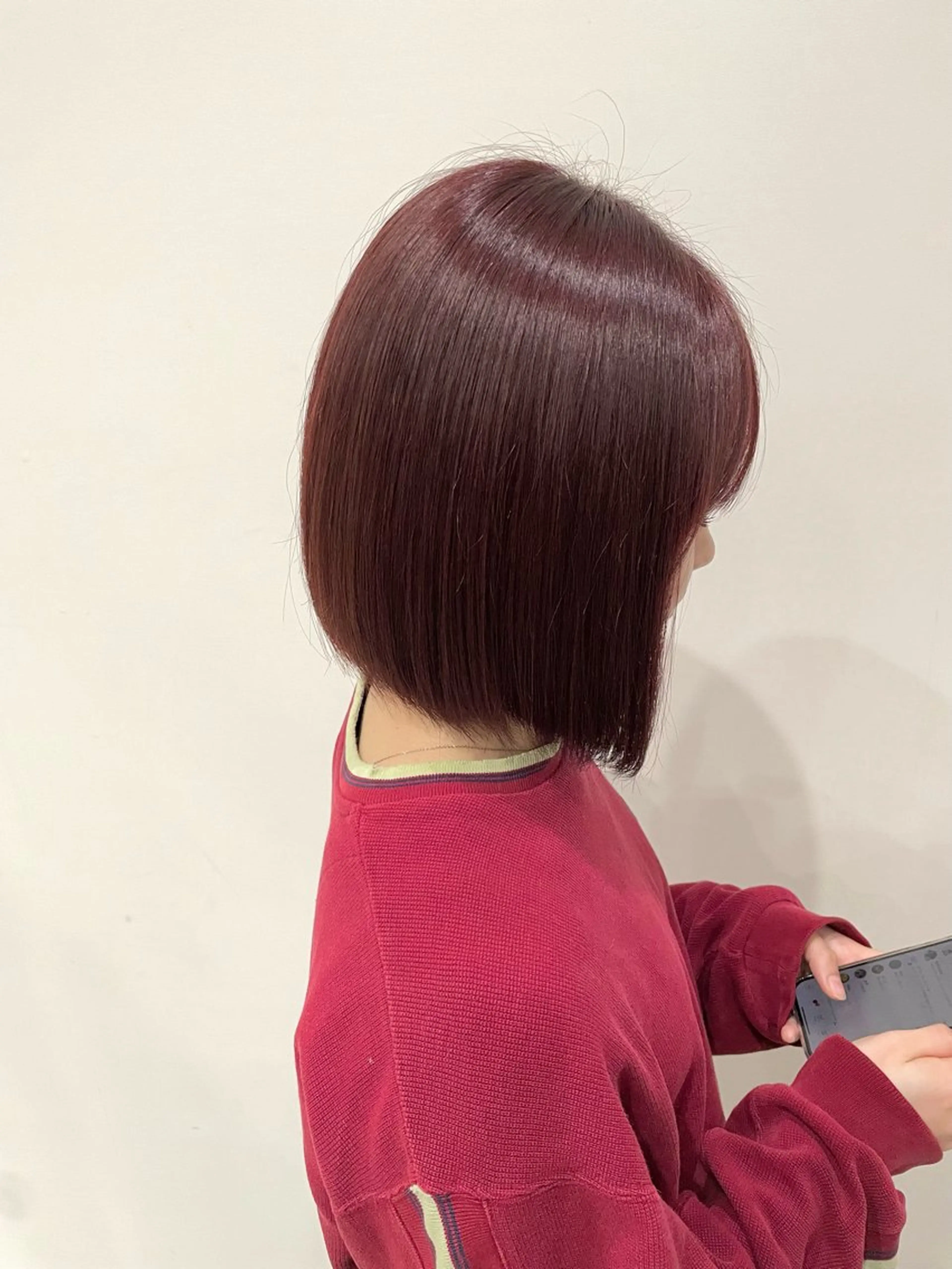 ミディアム カラー ボルドーカラー ヘアカラー ヴァンキャトル所属・芳賀 風斗のヘアスタイル