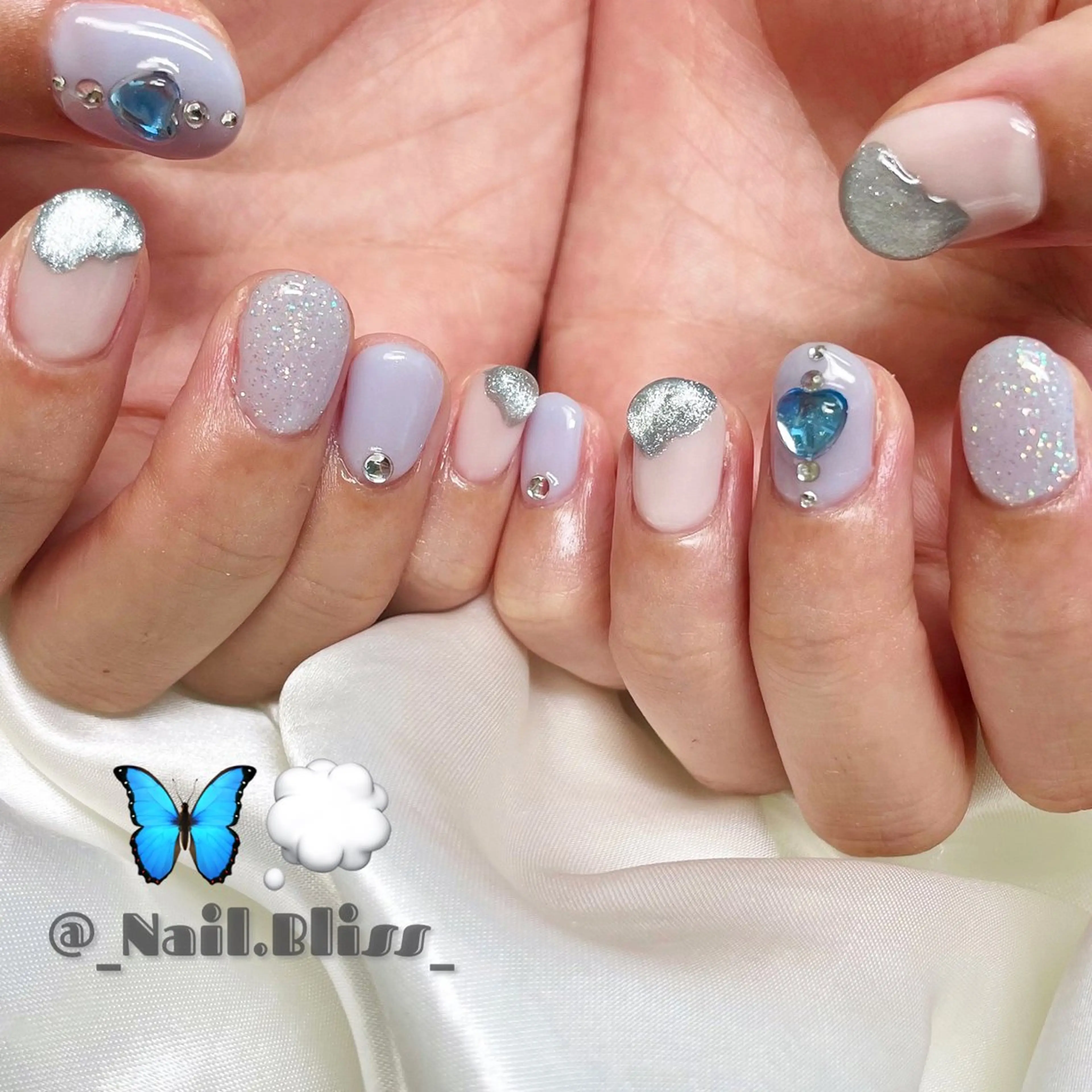 ネイル 水色 マグネットネイル ハンドネイル NAIL BLISSのネイルデザイン