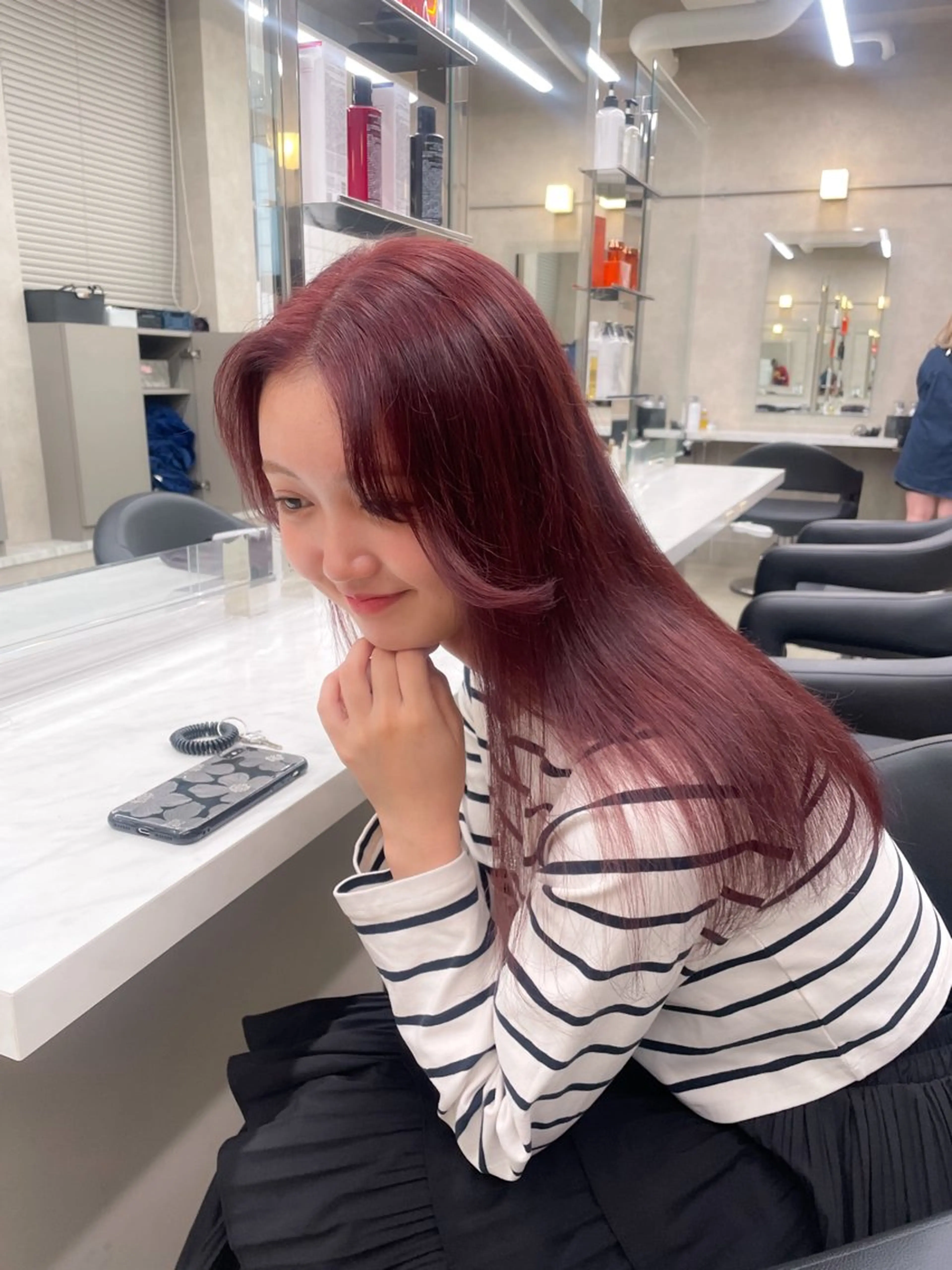 ロング カラー ブリーチ カシス ダブルカラー ブリーチなしカラー オレンジ 表参道ハッシュカット レイヤー/リノンのヘアスタイル