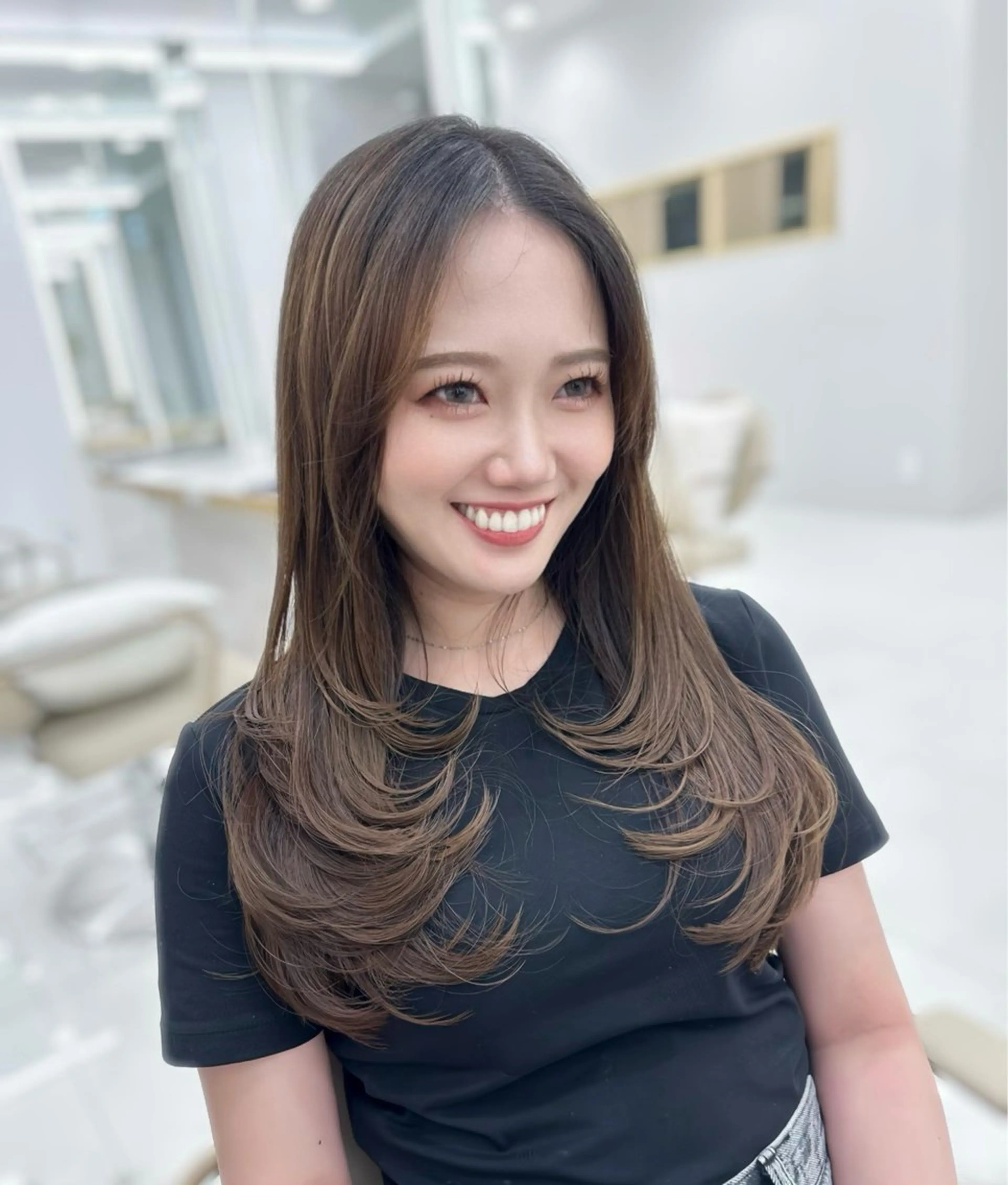 ロング レイヤーカット 似合わせ/レイヤー /顔まわり/池田歩樹のヘアスタイル