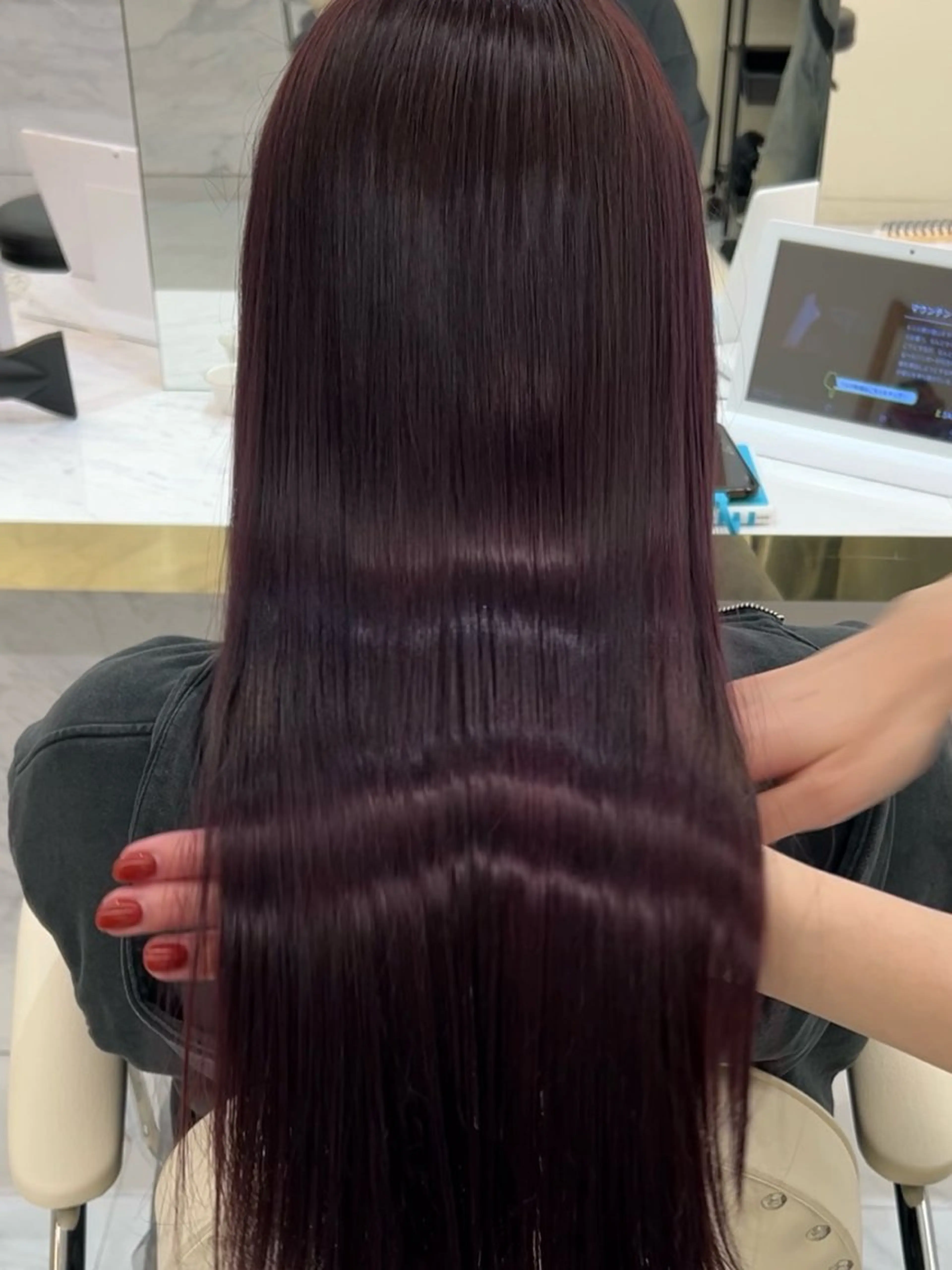 ロング カラー ヘアアレンジ 髪質改善 縮毛矯正 酸性ストレート カット ヘアカラー 縮毛矯正 トリートメント maoブリーチ無し 似合わせカラーのヘアスタイル