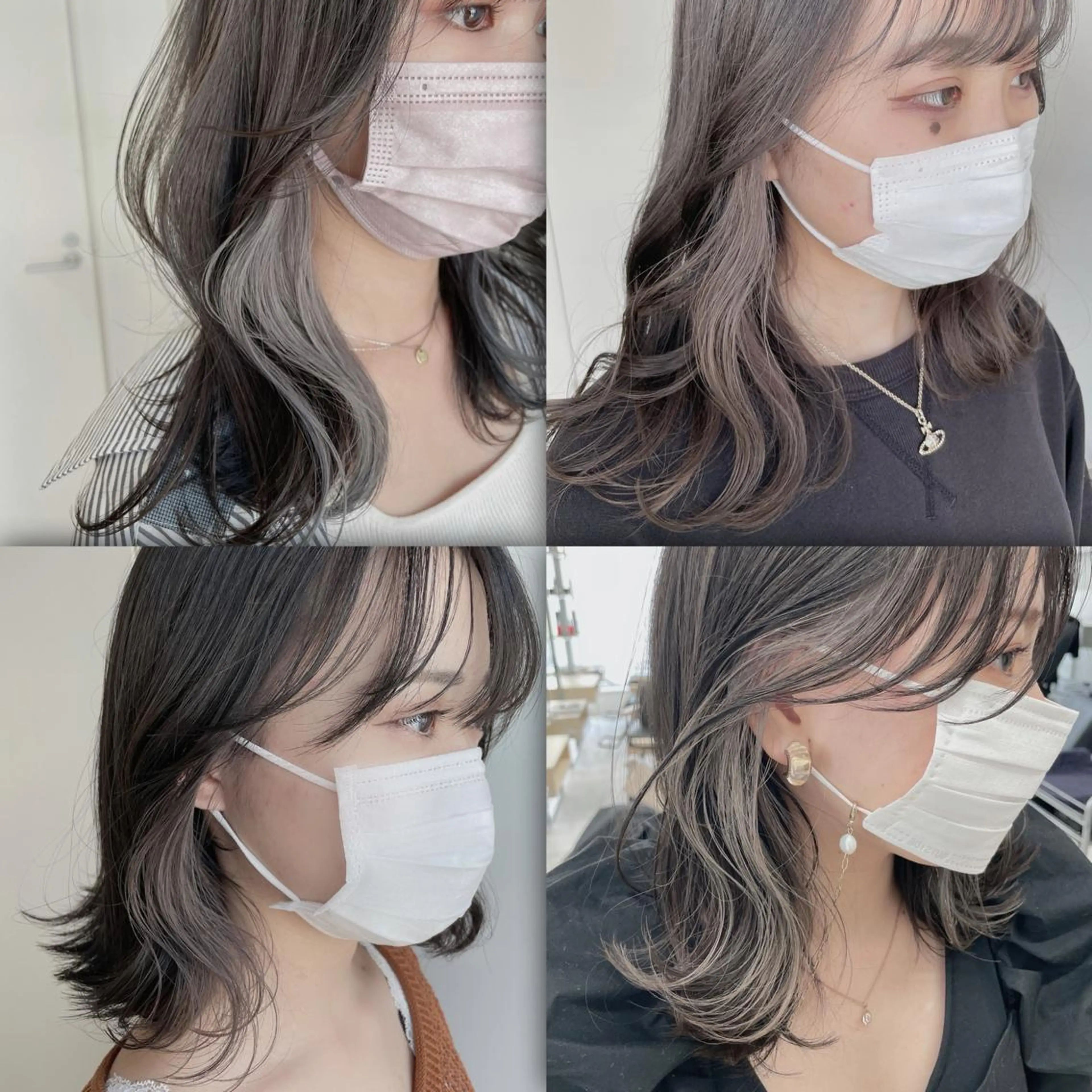 ミディアム カラー イヤリングカラー 韓国レイヤー 似合わせカラーのヘアスタイル