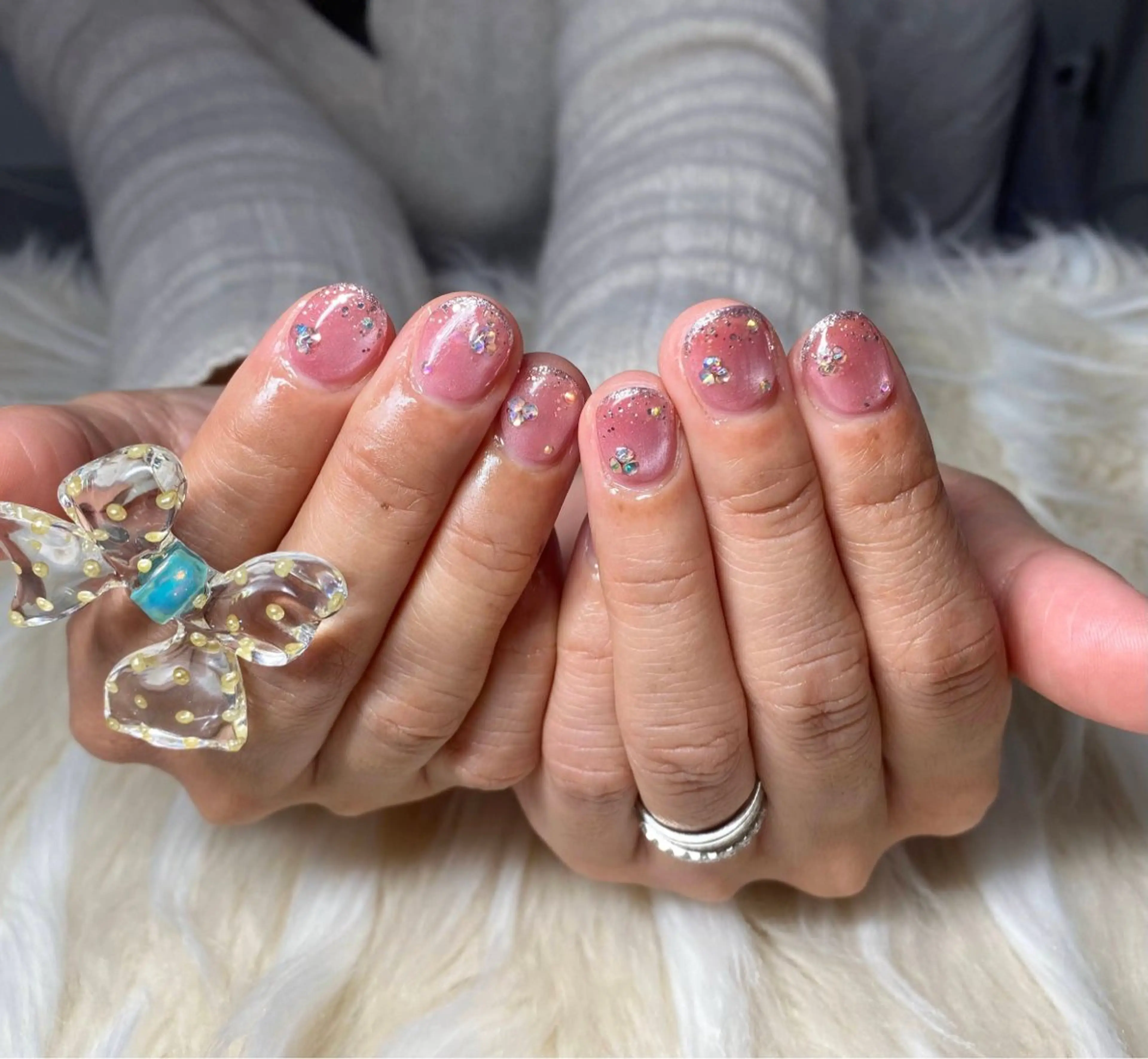 ネイル 長さ出し フラッシュネイル フレンチネイル ジェルネイル グラデーション ハンドネイル Nail&eye Belire 新宿のネイルデザイン