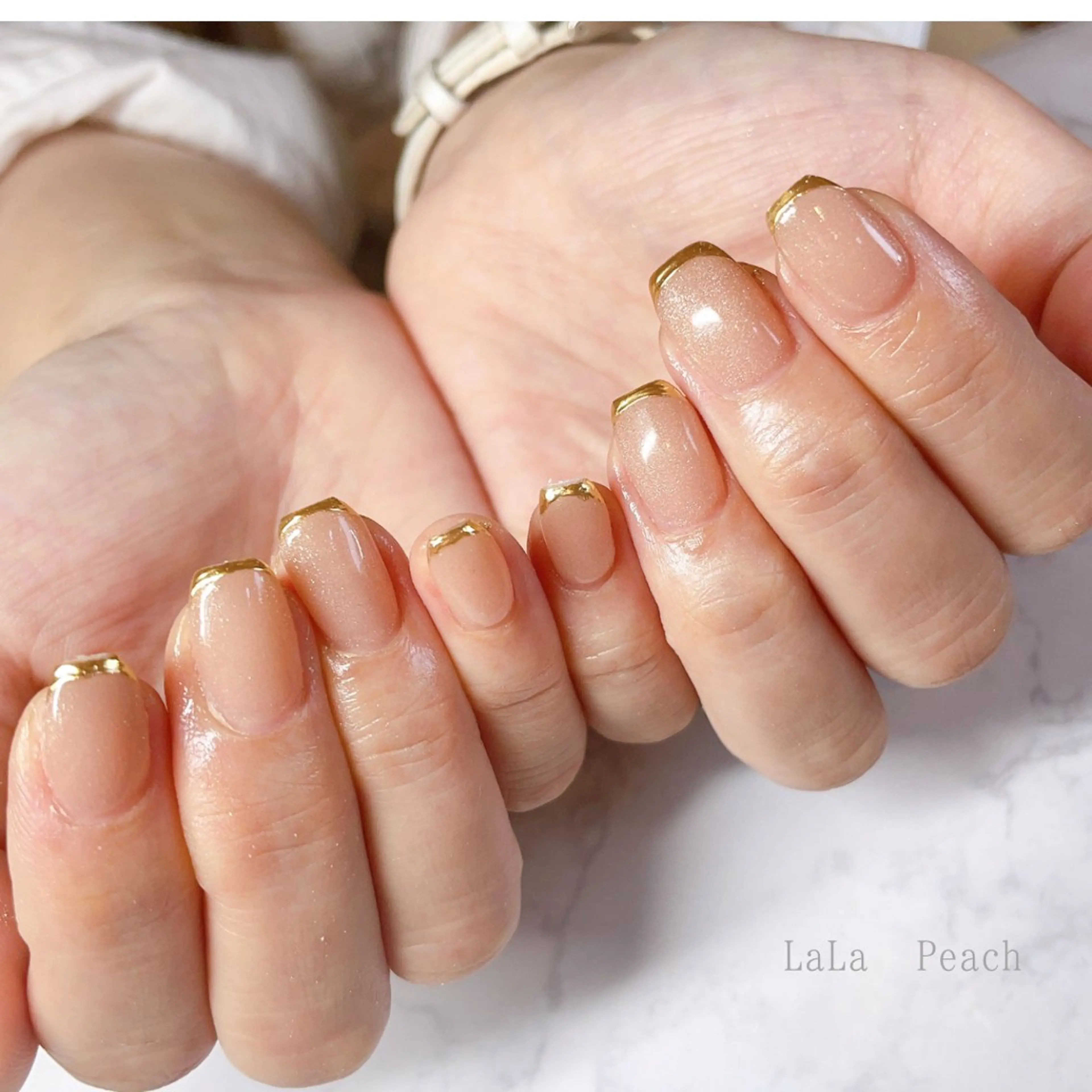 ネイル フレンチネイル ジェルネイル ミラーネイル ハンドネイル LaLa Peach 福岡のマツエク・マツパデザイン