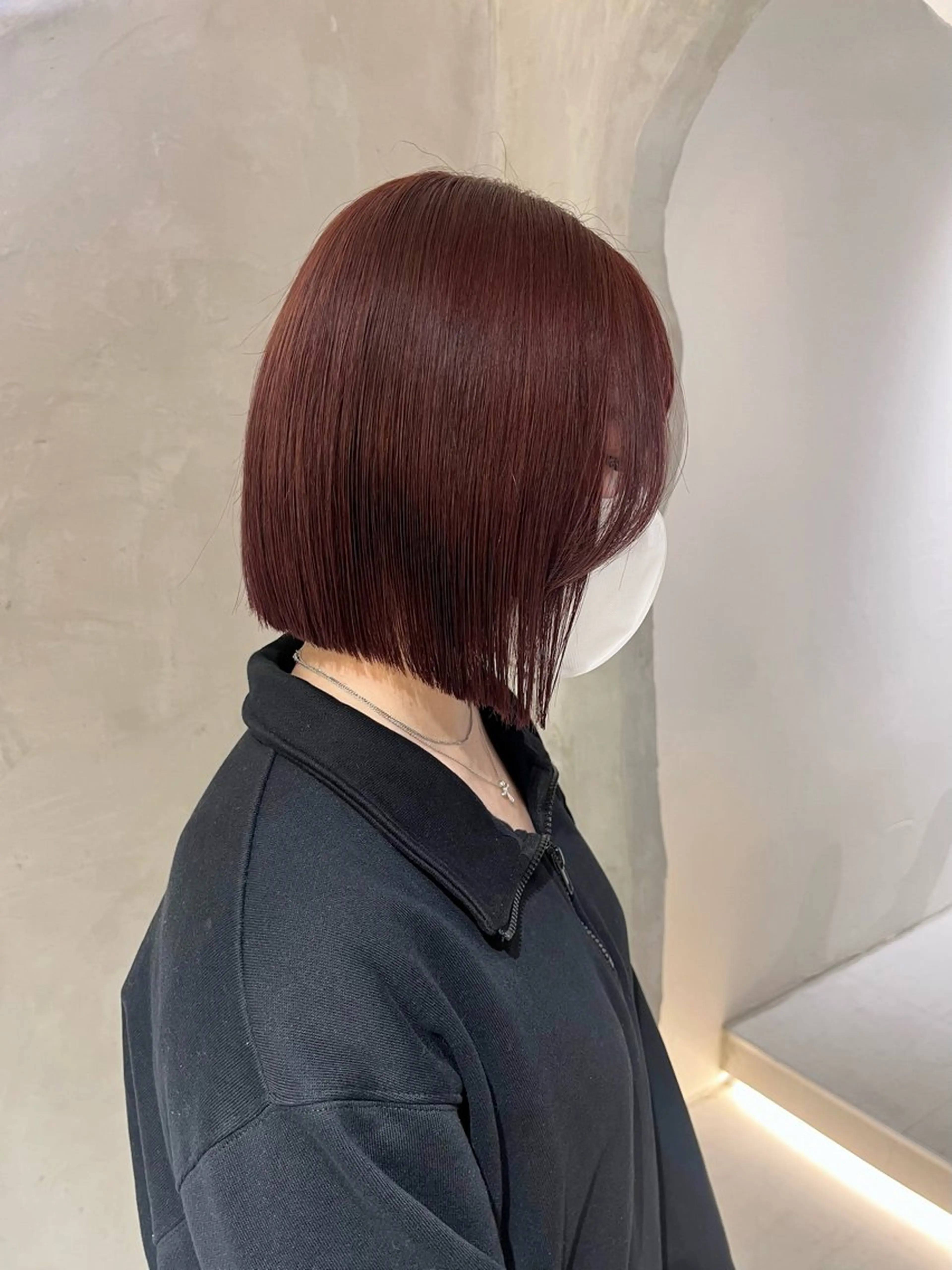 ミディアム カラー カット ヘアカラー トリートメント effect横浜所属・切りっぱなしボブ/ 艶カラー/綾莉のヘアスタイル