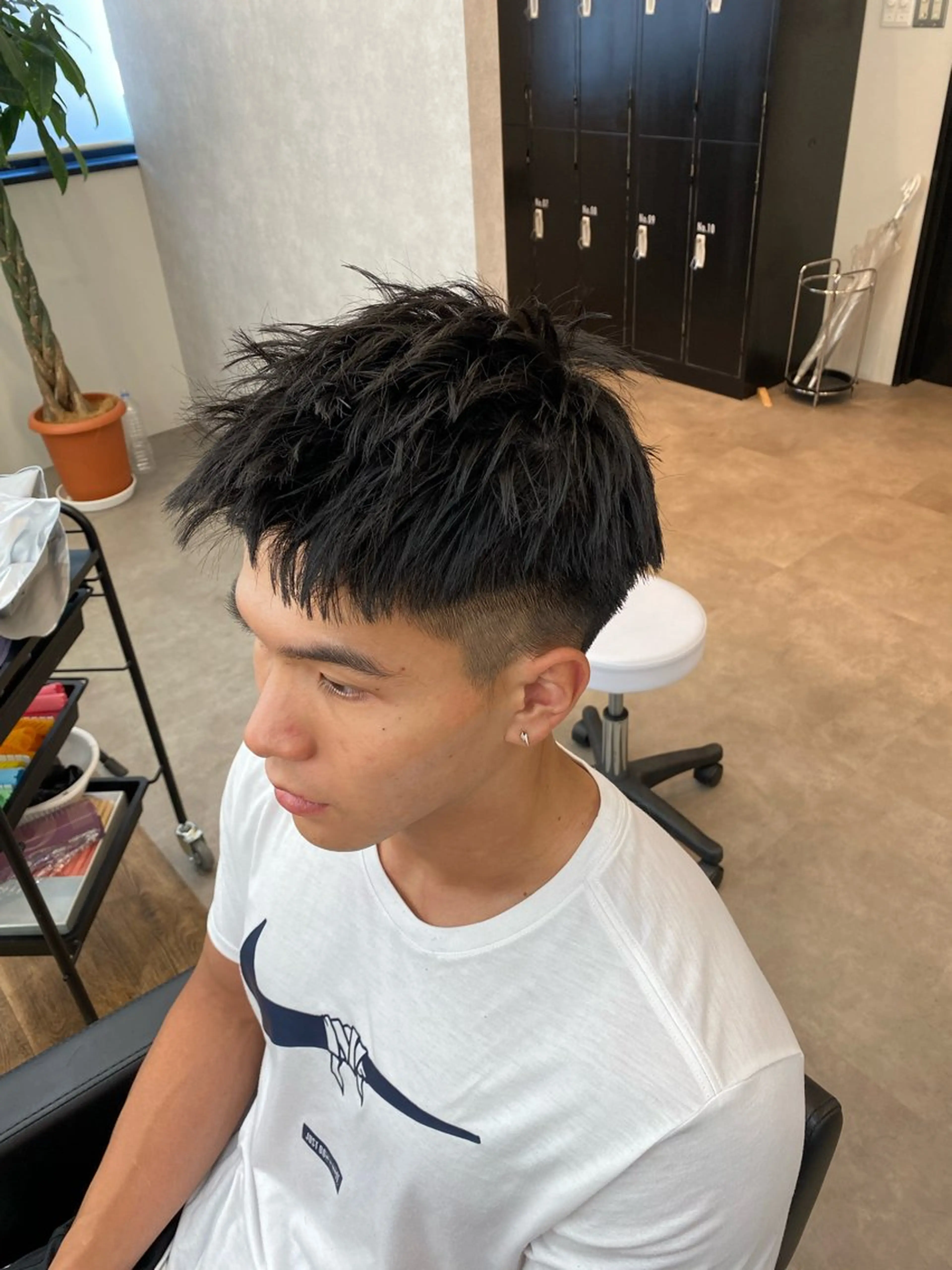 メンズ アップバング ツーブロック メンズベリーショート カット well高崎上大類店所属・well高崎上大類町 /湯浅泳作のヘアスタイル