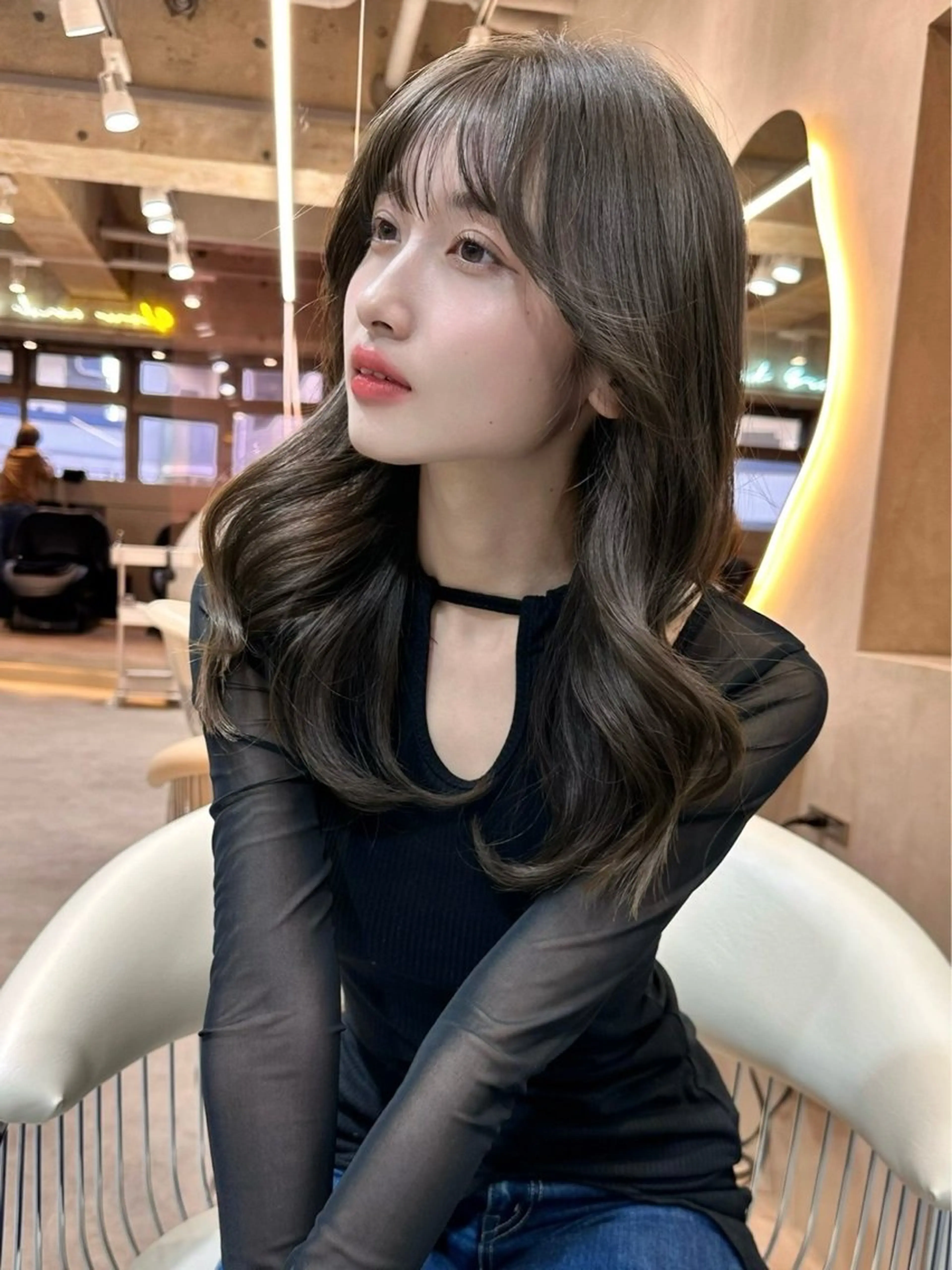 ロング カラー ヘアアレンジ アッシュ 黒髪 ブリーチ ブルーカラー ブルーブラック 🔶似合わせセンター パート/ヤス🔶のヘアスタイル