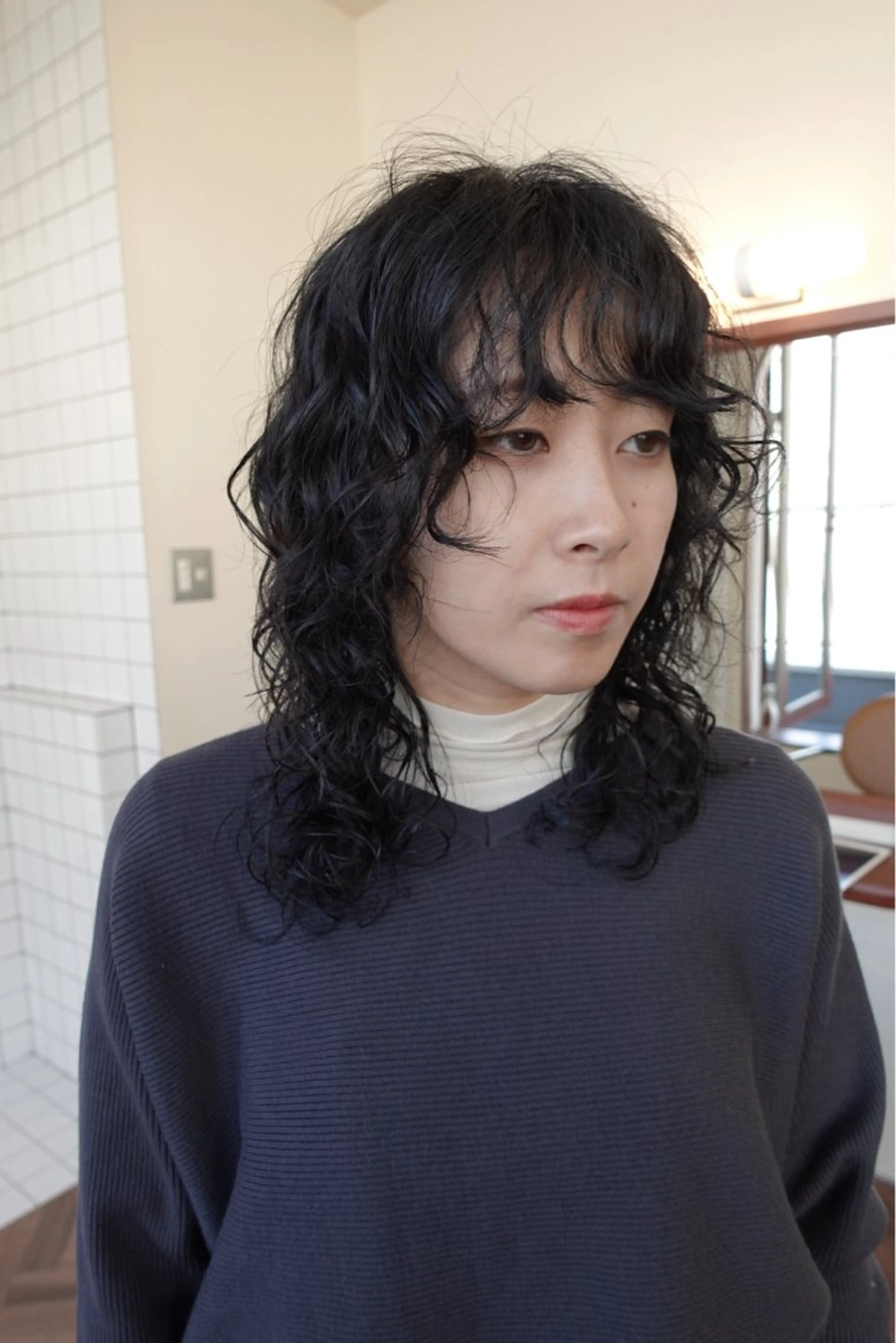 ミディアム カラー パーマ ミディアムパーマ レイヤーカット カット パーマ ボブパーマ/パーマ ウルフパーマのヘアスタイル