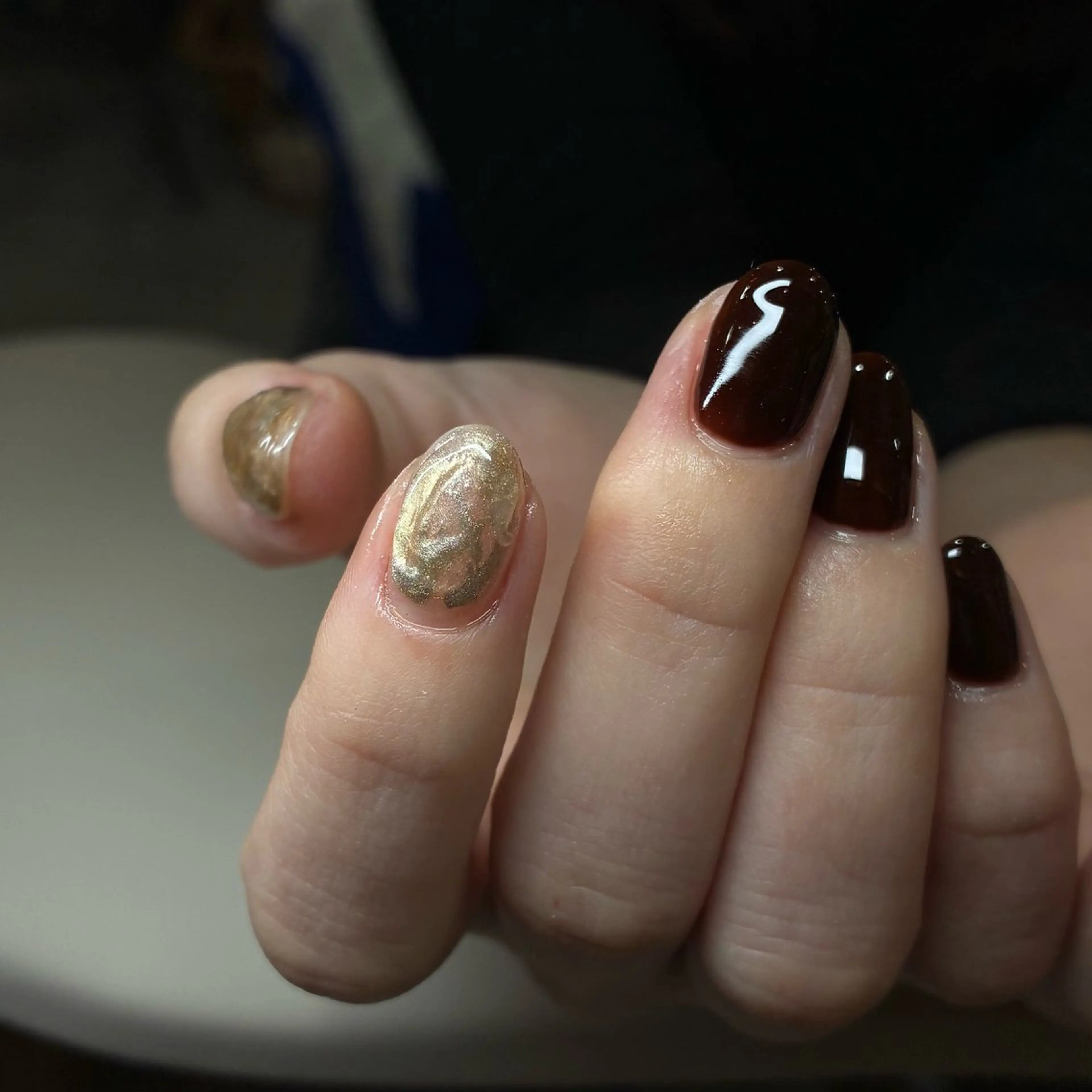 ネイル ブラウン tiffin Sanaのネイルデザイン