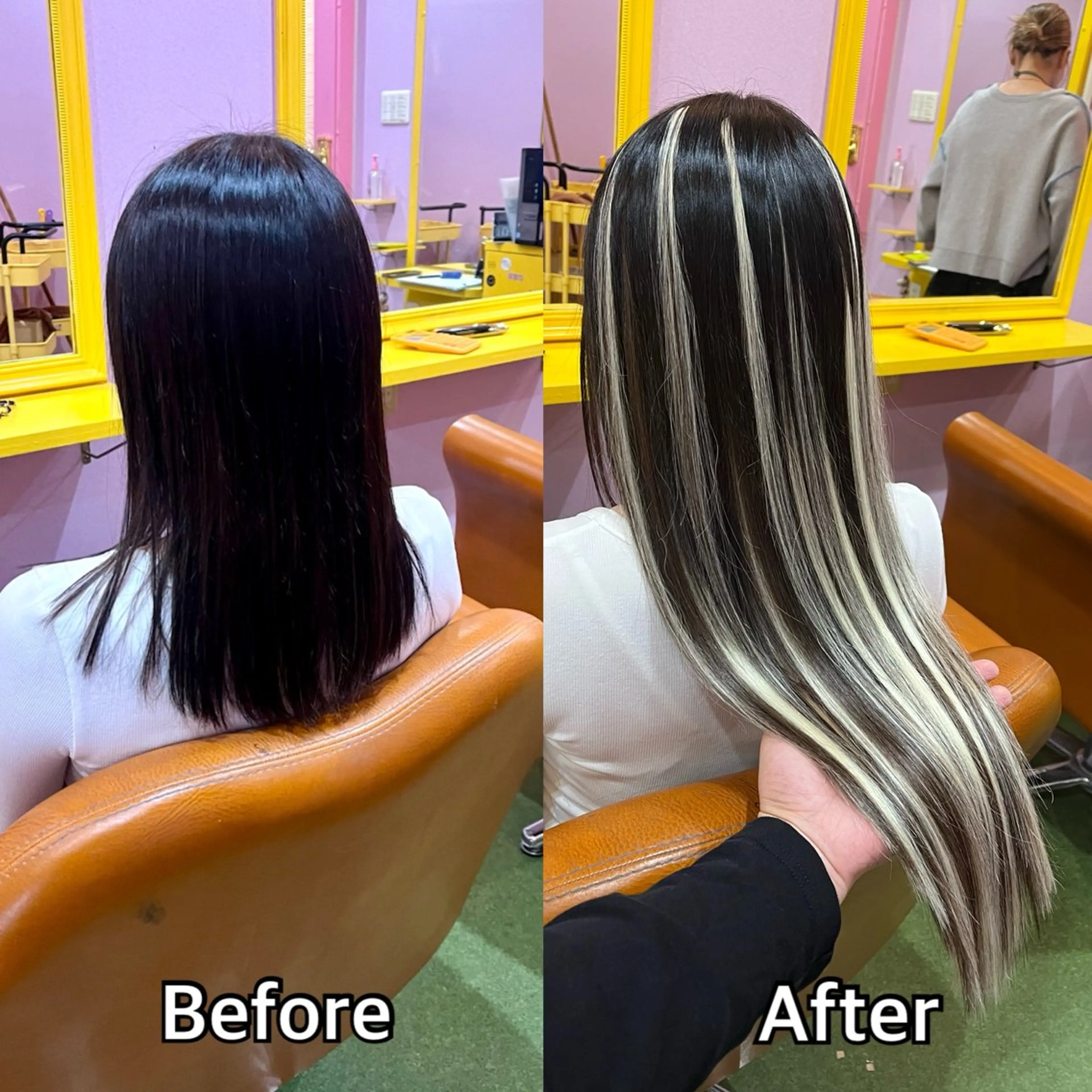 ロング エクステ シール＋ちび編み込み エクステ梅田🐨のヘアスタイル