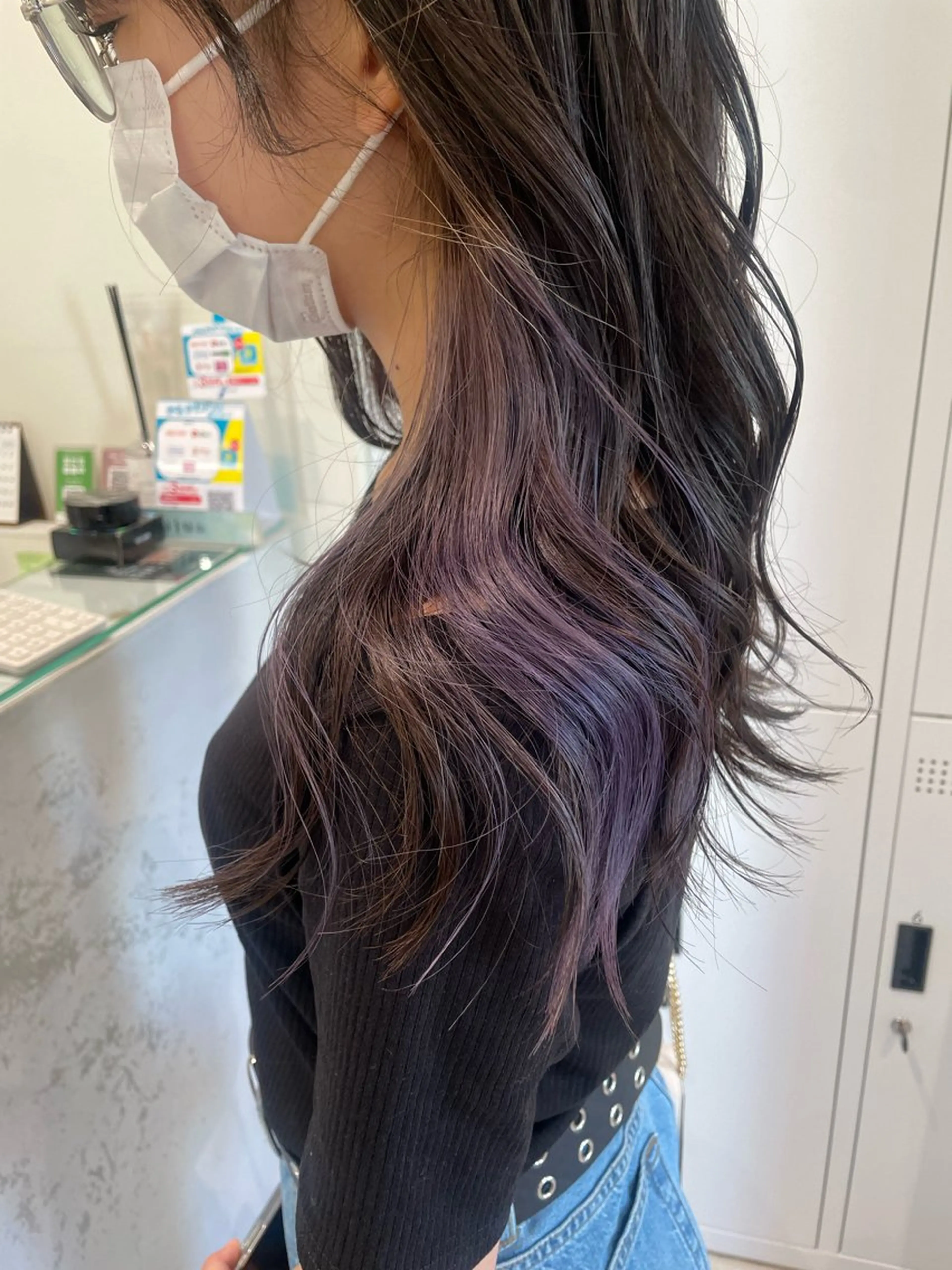 セミロング カラー ブリーチ ラベンダーカラー パープルカラー ボブ/インナーカラー /眉毛/Miyuのヘアスタイル