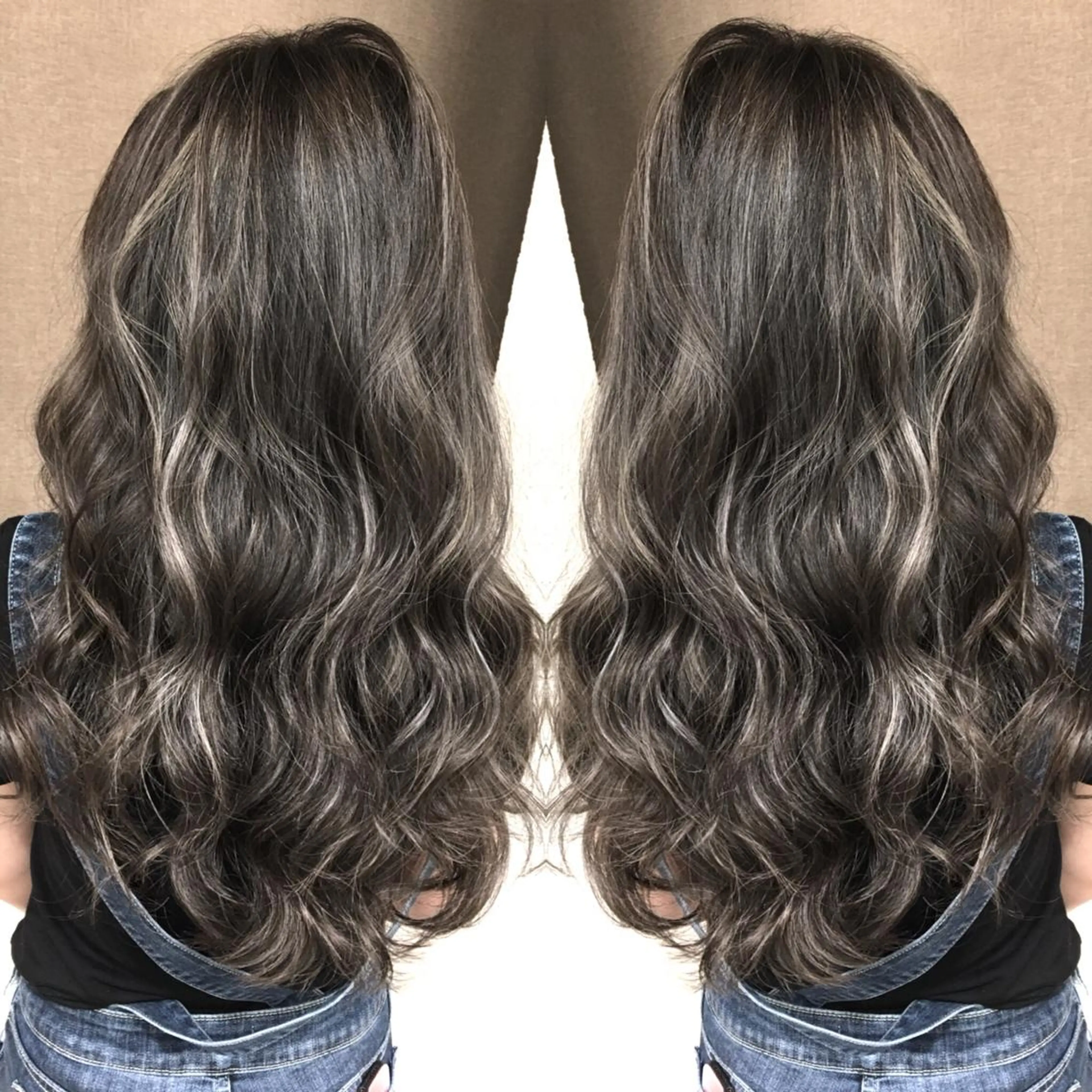 ロング カラー ハイライトカラー シルバー 3Dハイライト ハイライト ヘアカラー トリートメント 井上 一平のヘアスタイル