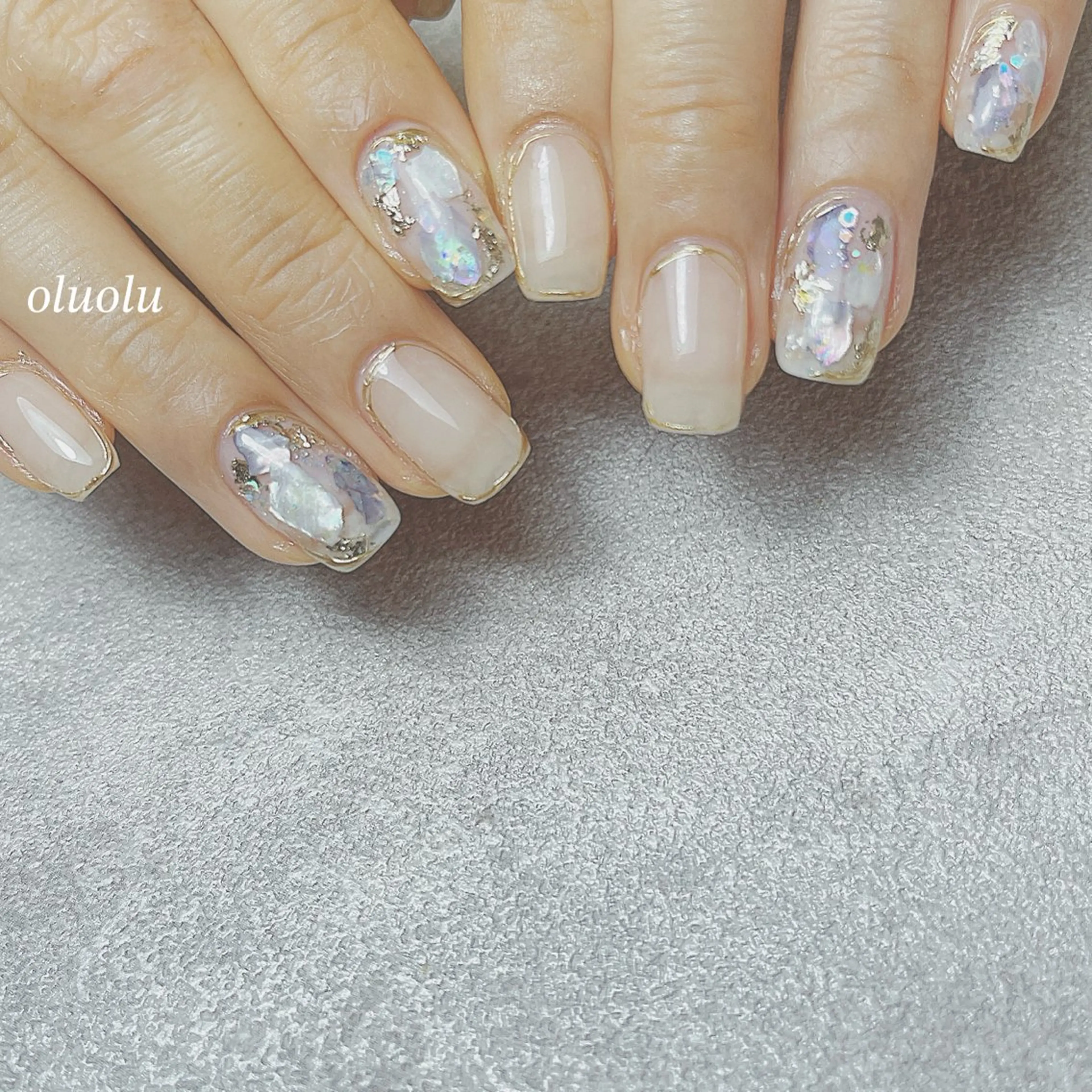 ネイル アートネイル フットネイル ミラーネイル ニュアンスネイル 夏ネイル ハンドネイル 大村 紬華のネイルデザイン