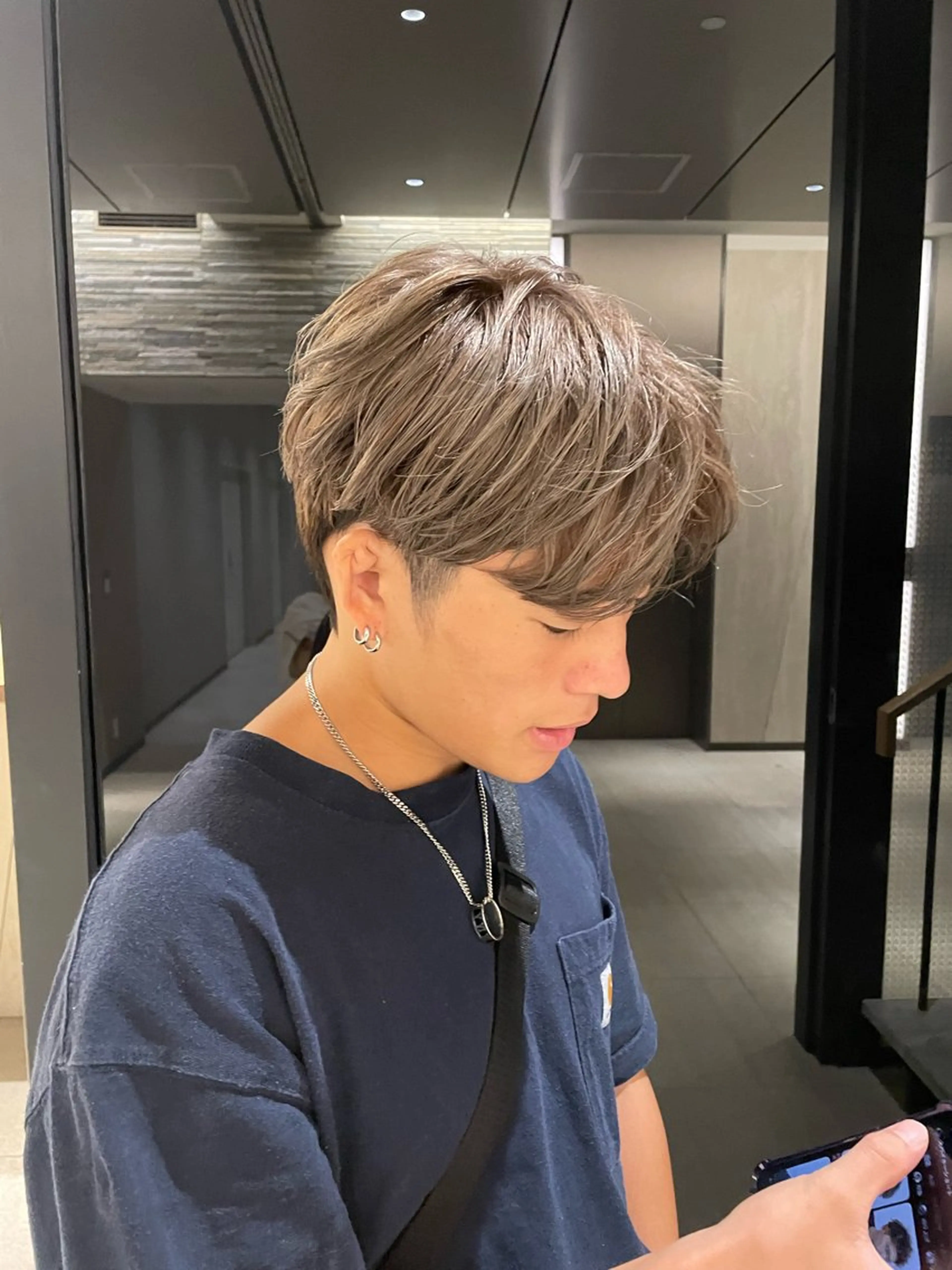 ショート カラー メンズ ベージュカラー ケアカラー 透明感カラー グレージュ ミルクティーグレージュ enu hair所属・ショートモデル募集 エクステ専門店まりこのその他イメージ