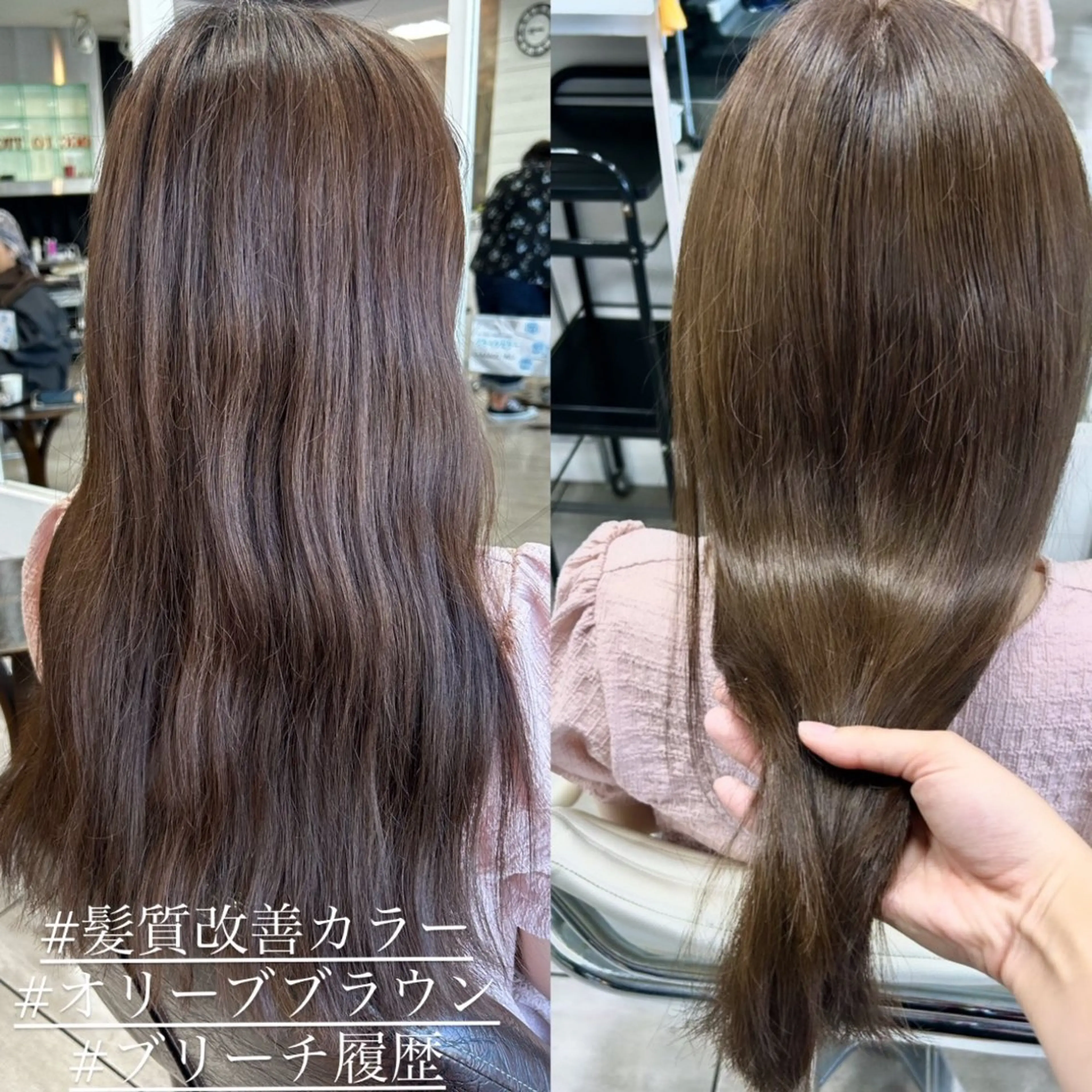 ロング カラー ヘアアレンジ カット ヘアカラー トリートメント ヘッドスパ インナー×縮毛矯正 ピンクカラー澤井里菜のヘアスタイル