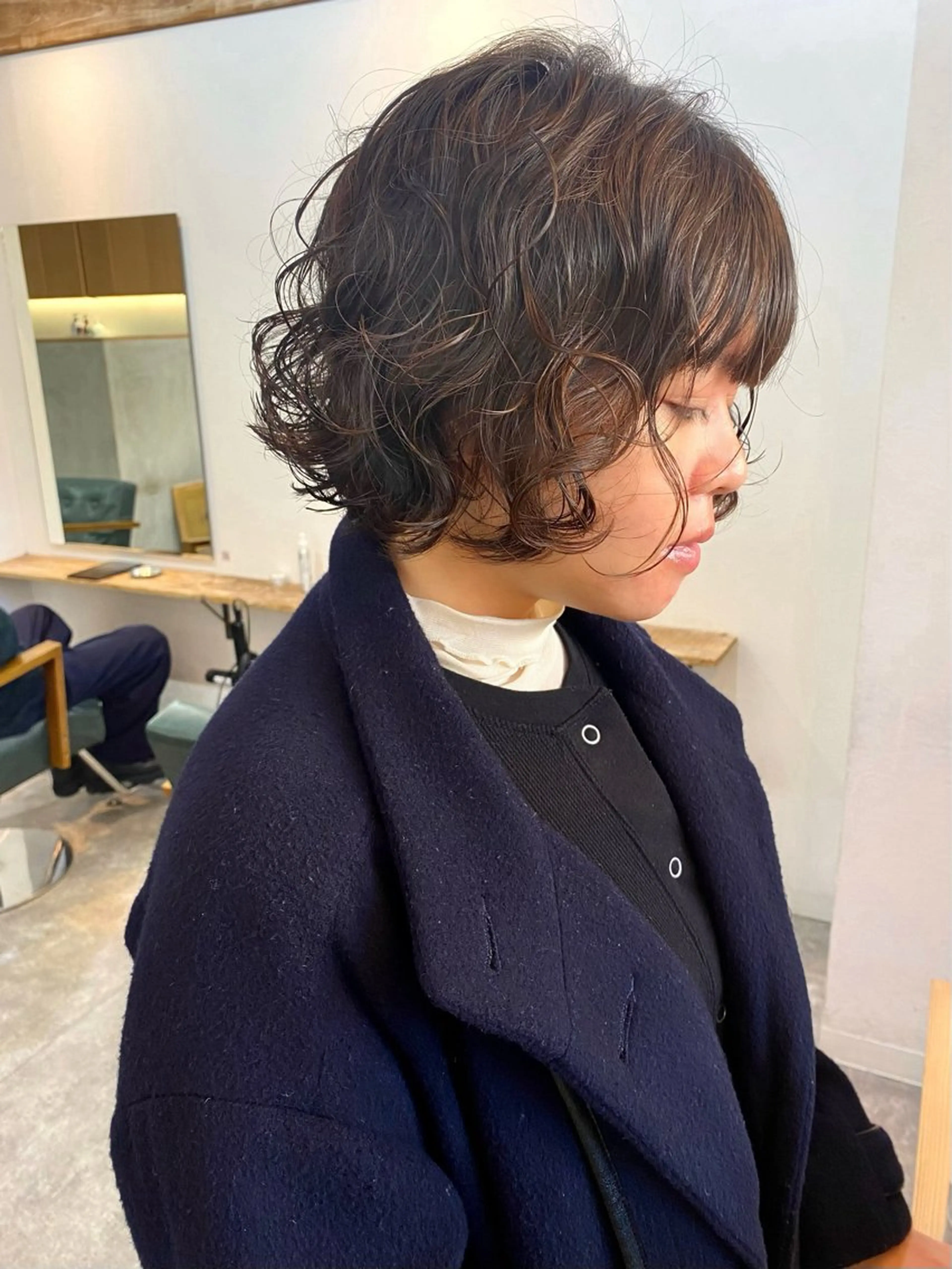 ショート パーマ ボブ ニュアンスパーマ カット パーマ トリートメント 森貴裕/ベージュ/ パーマ/オリーブのヘアスタイル