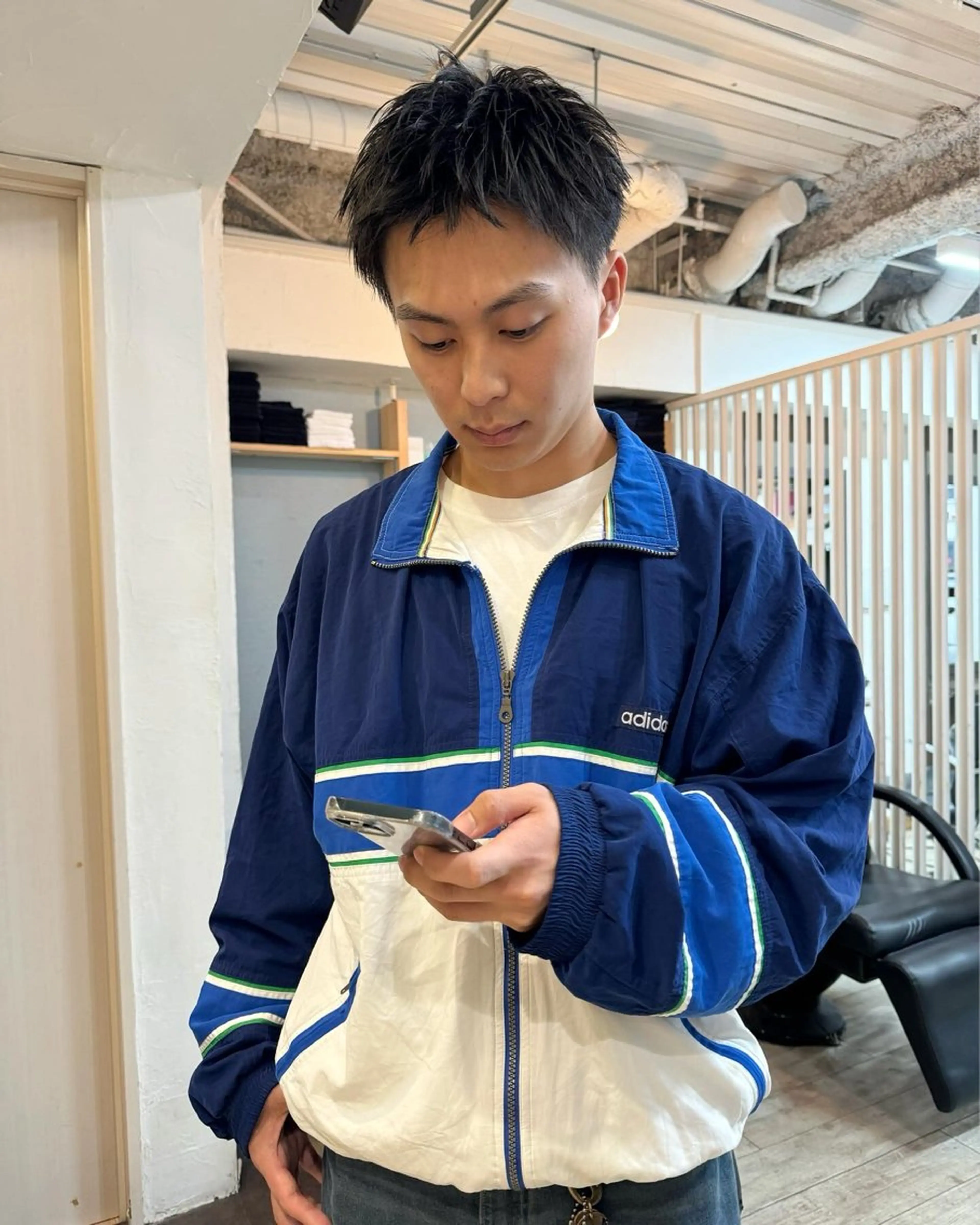 カラー パーマ メンズ アップバング センターパート マッシュ メンズパーマ スパイキーショート カット ヘアセット 【池袋/スパイキー ショート】ⓝⓘⓜⓤのヘアスタイル