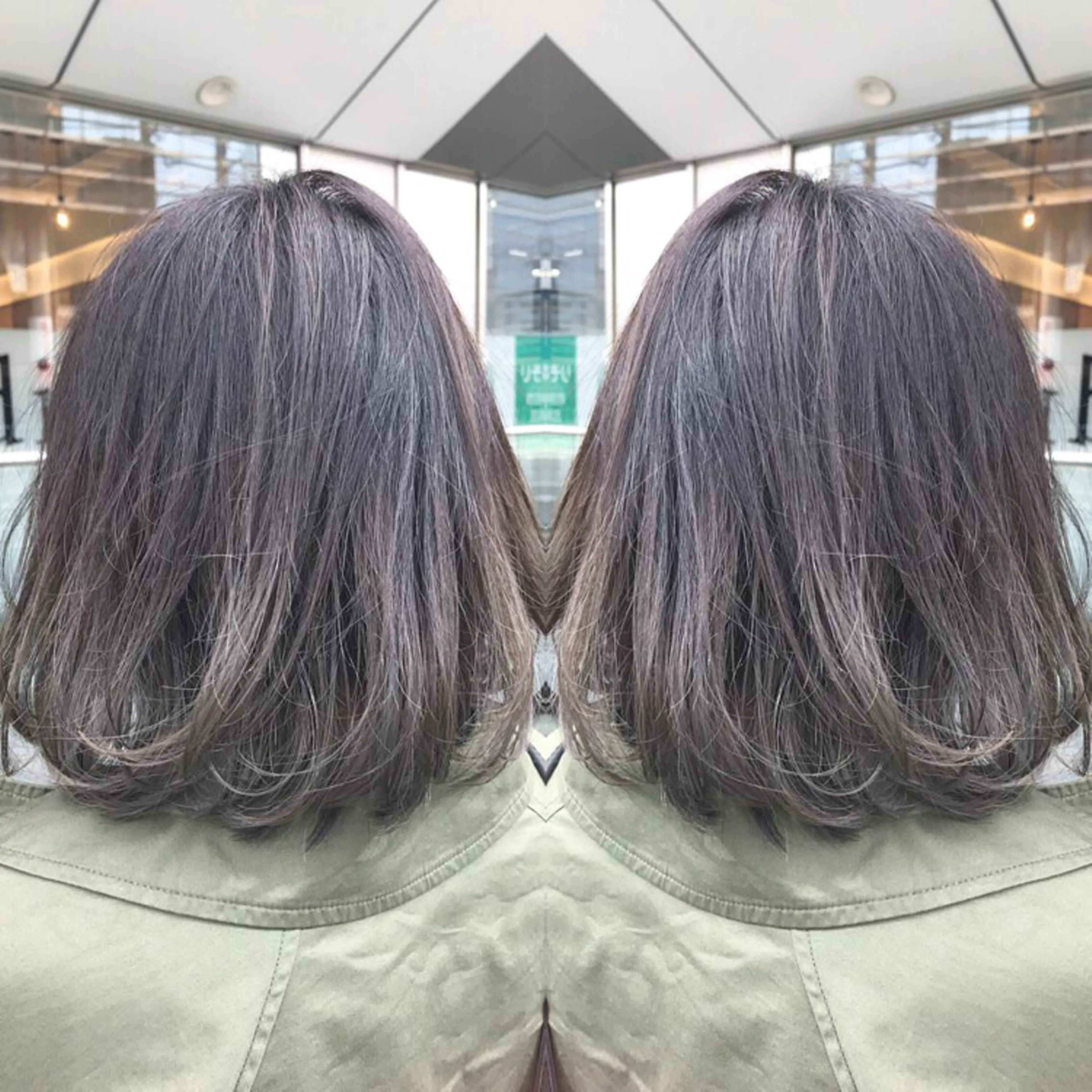 ミディアム カラー グレージュ ハイライトカラー ハイライト 青木 茂樹⭐️ 透明感カラーのヘアスタイル