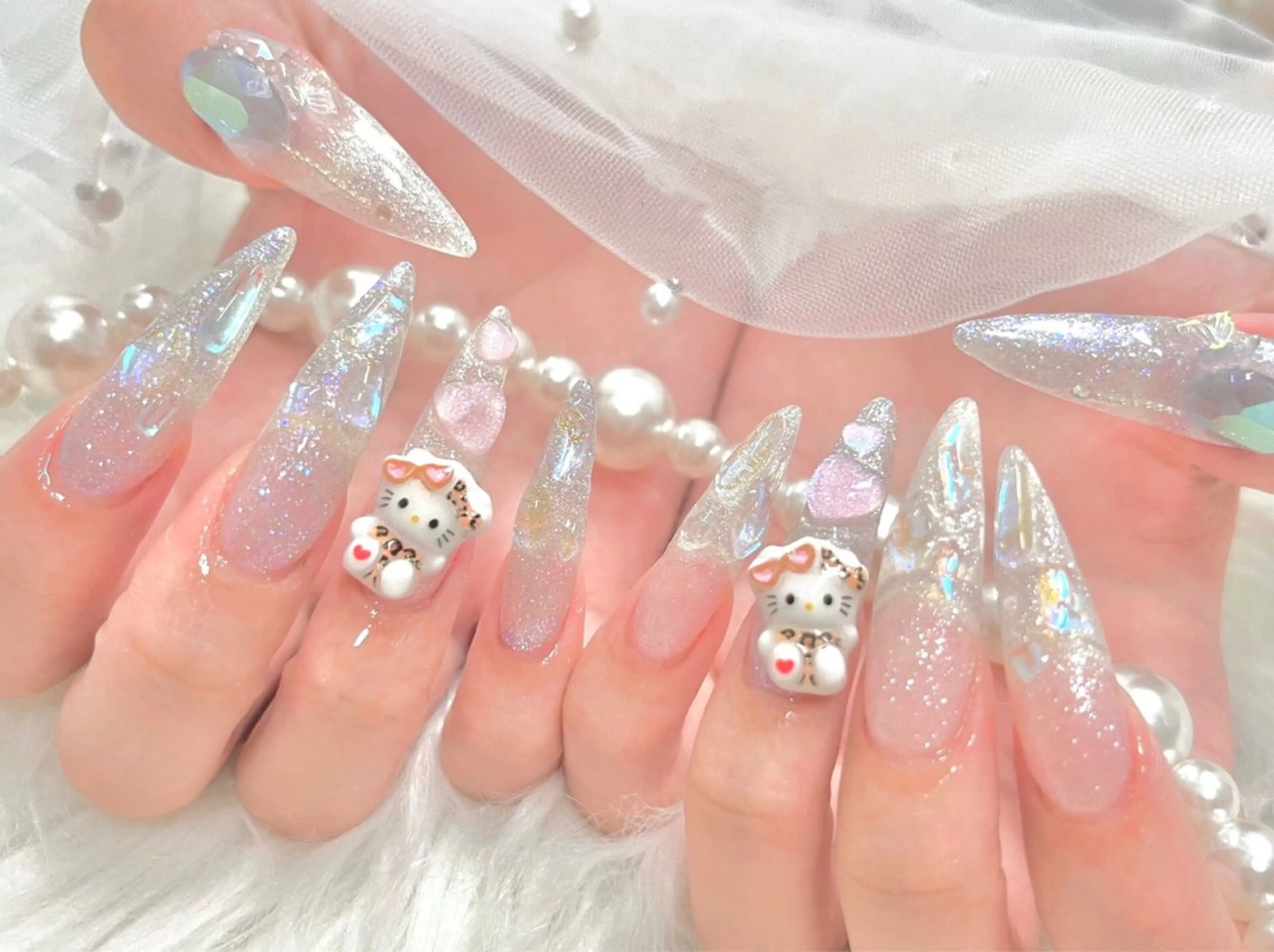 ネイル アートネイル チークネイル 長さ出し フラワーネイル フットネイル YK 美学院のネイルデザイン