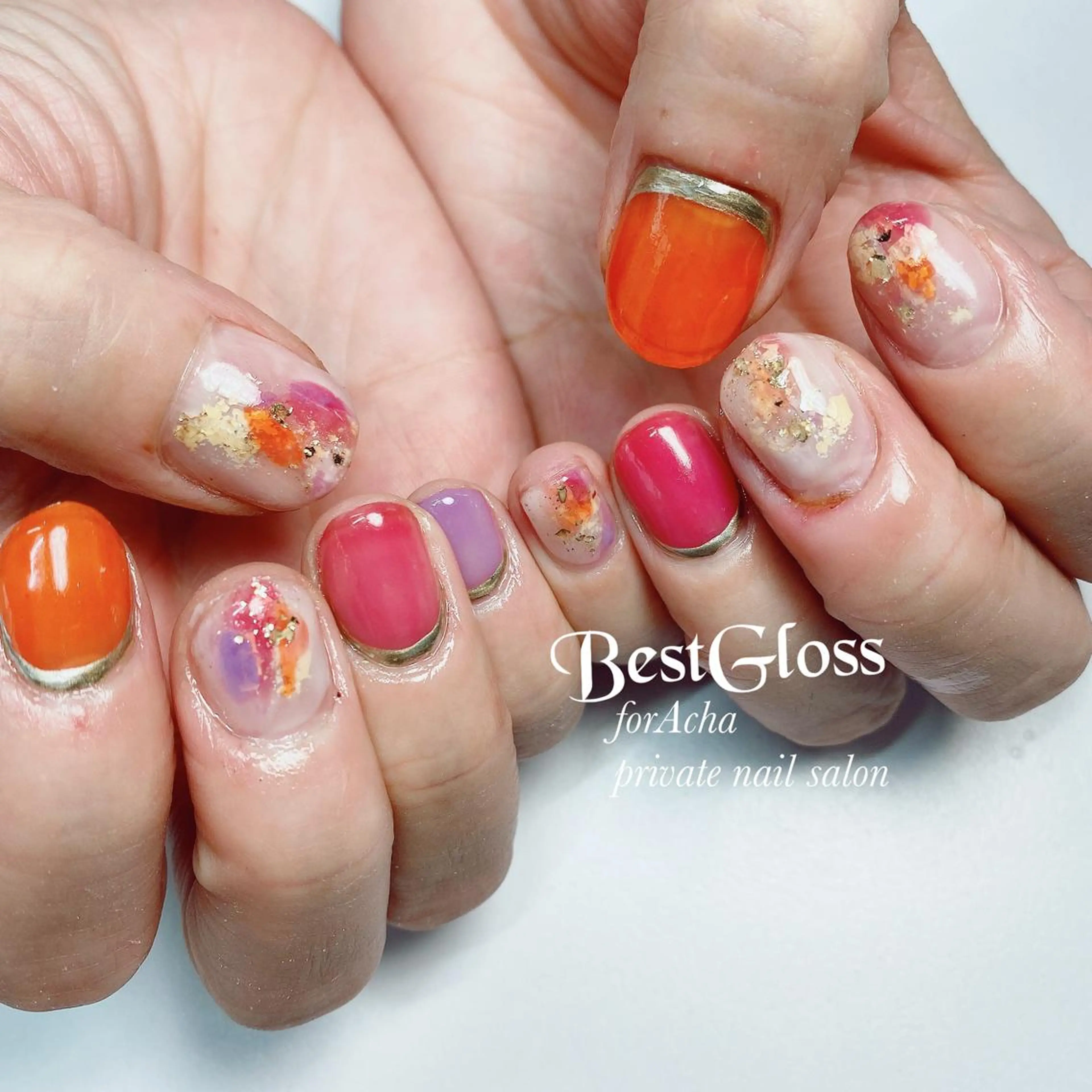 ショート ネイル ニュアンスネイル 足立区竹ノ塚 BestGlossのネイルデザイン