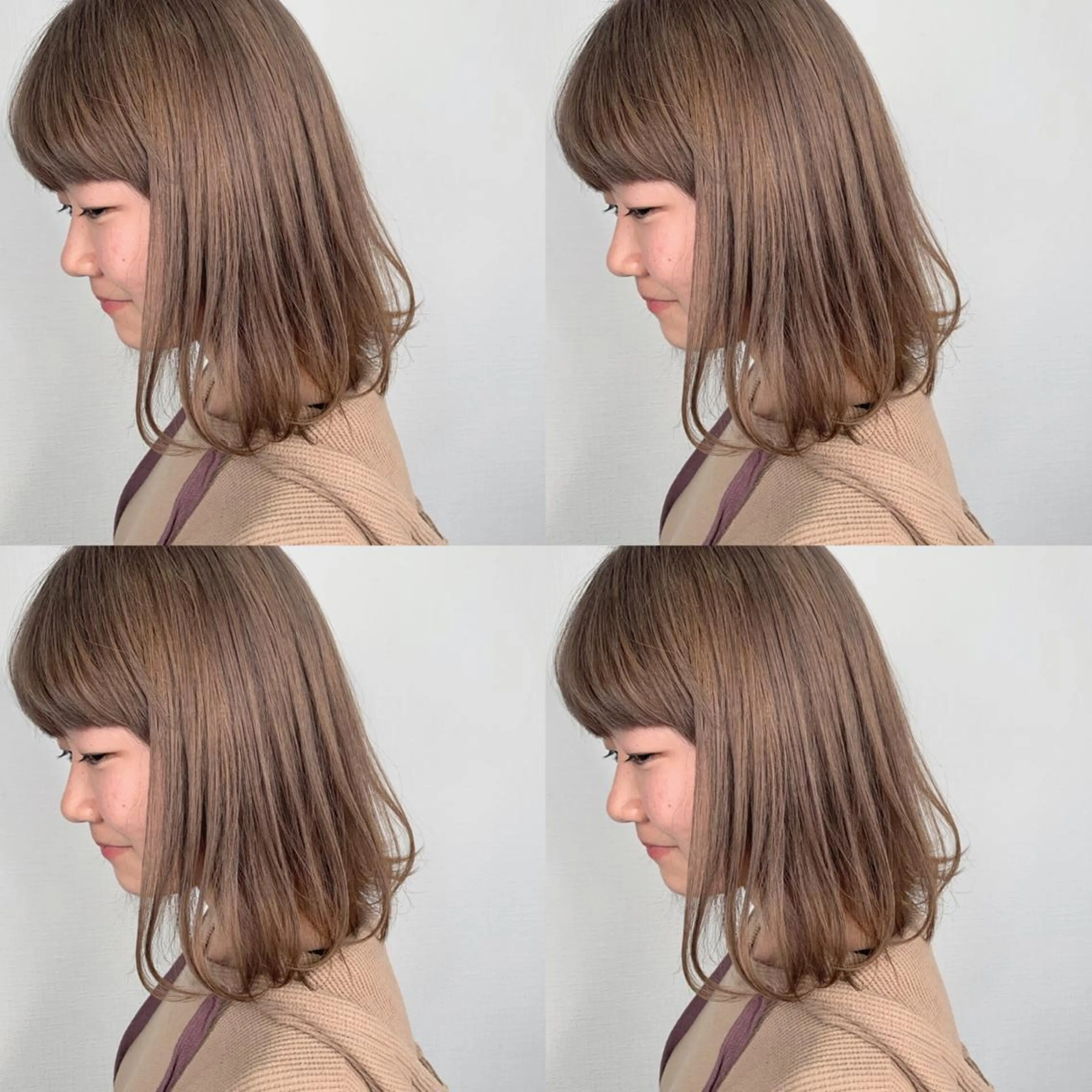 セミロング カラー ベージュカラー ミルクティーベージュ ヘアカラー 袴田 伊代のヘアスタイル