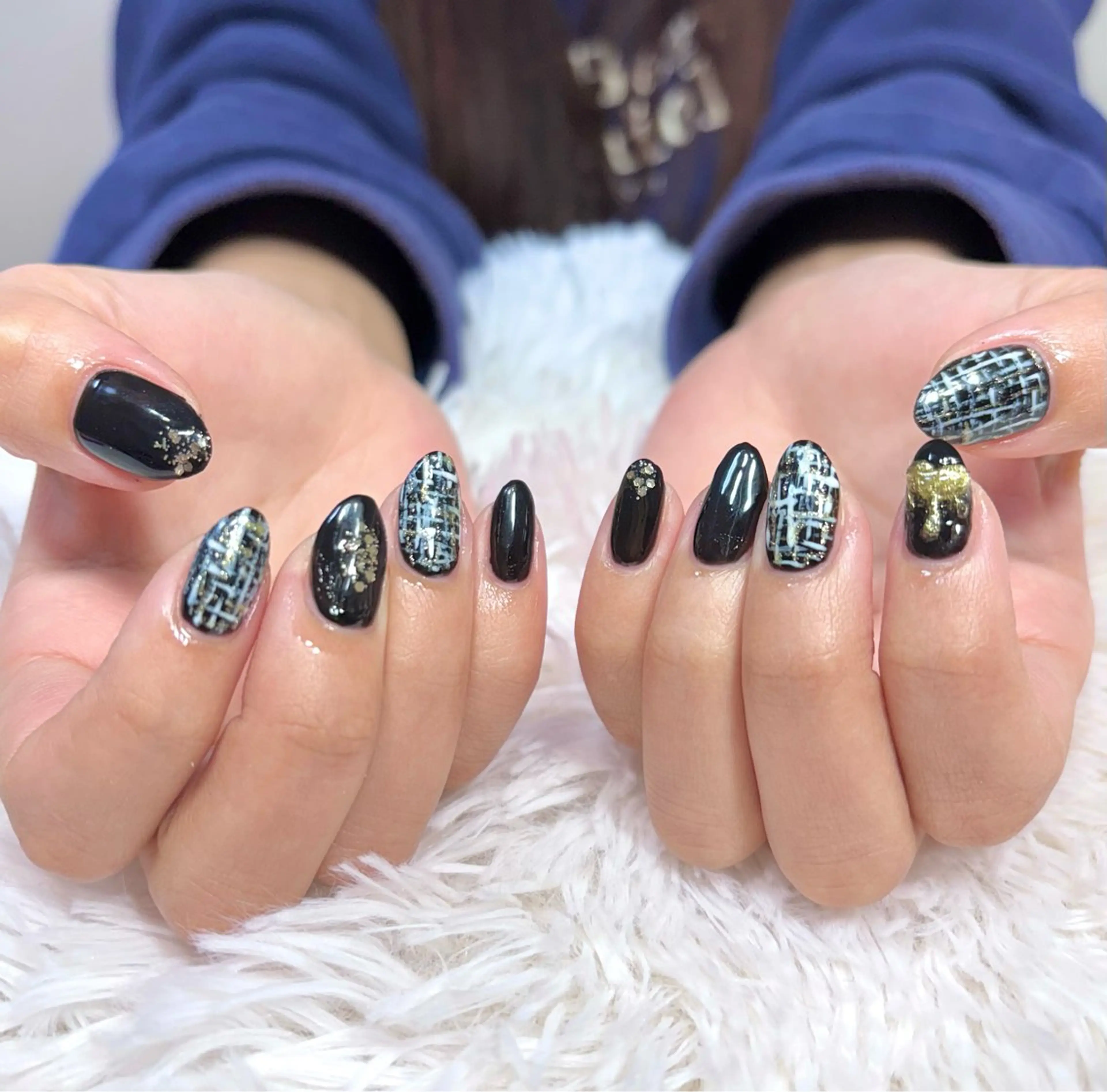 ネイル ハート ツイードネイル バレンタイン 冬ネイル ハンドネイル LUANA n'sのネイルデザイン