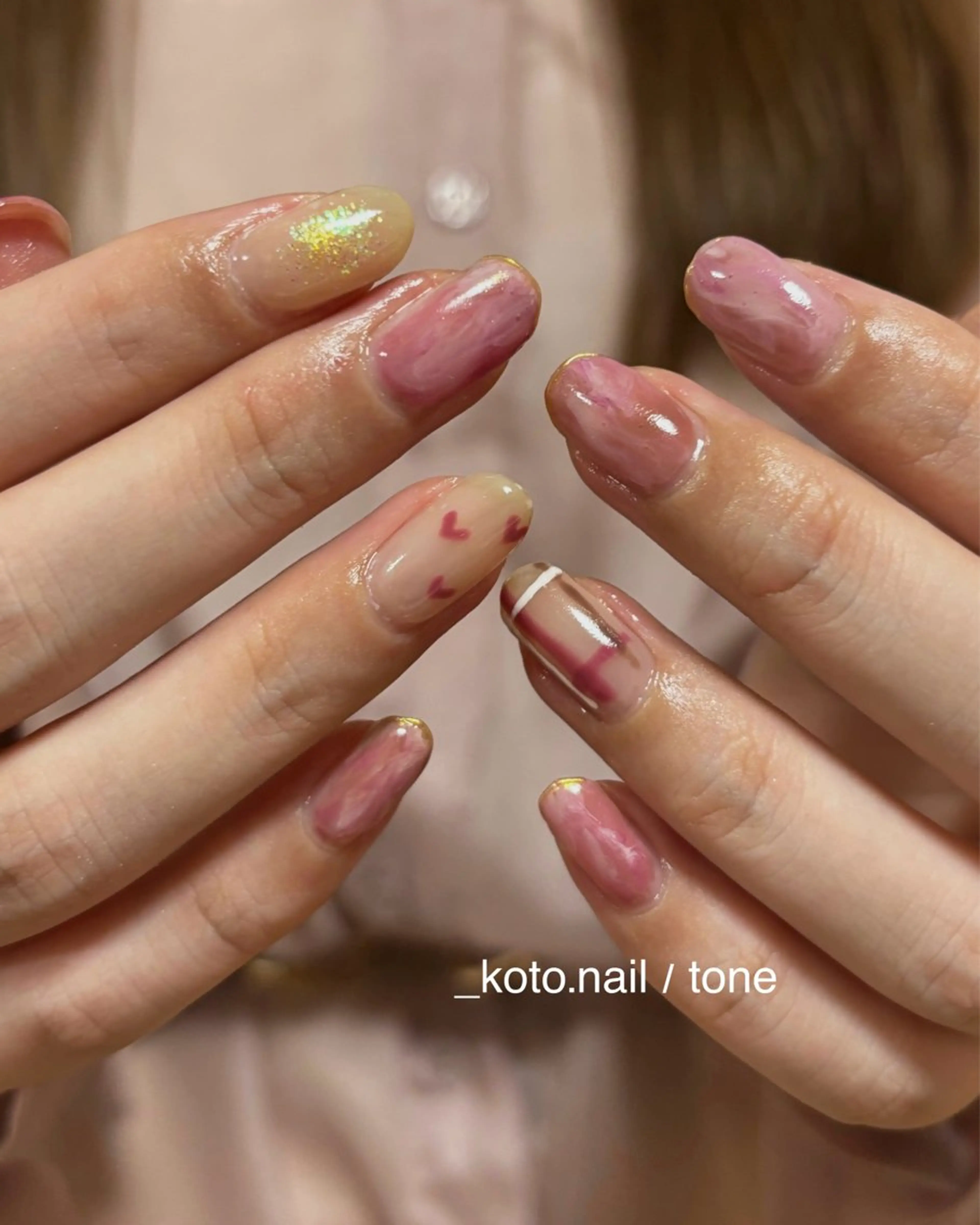 ネイル 持ち込み ピンク kotone / toneのネイルデザイン