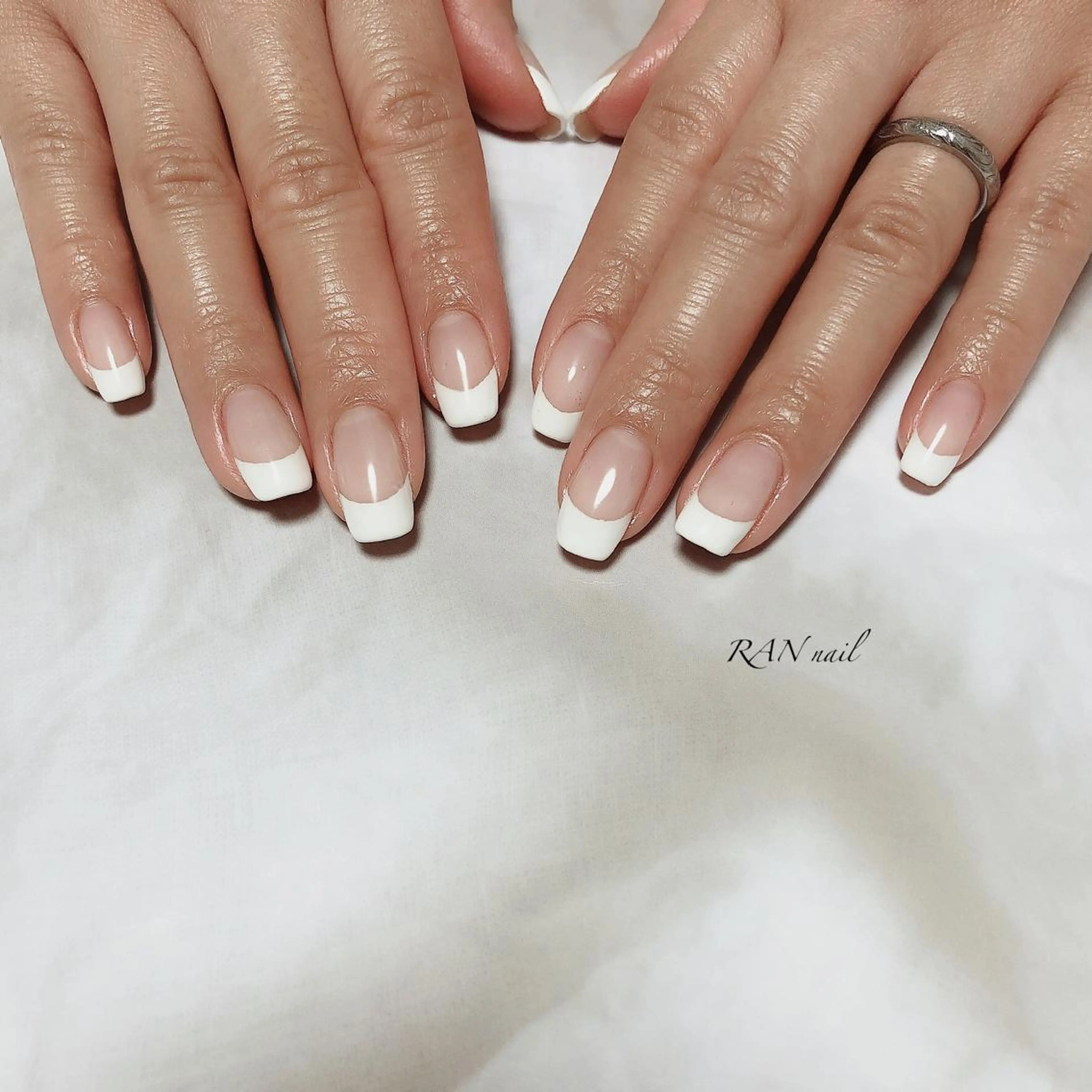 ネイル フレンチネイル オフィスネイル シンプルネイル 春ネイル スクエアネイル ハンドネイル フットネイル RAN nail 〜ランネイル〜所属・RAN nailのネイルデザイン