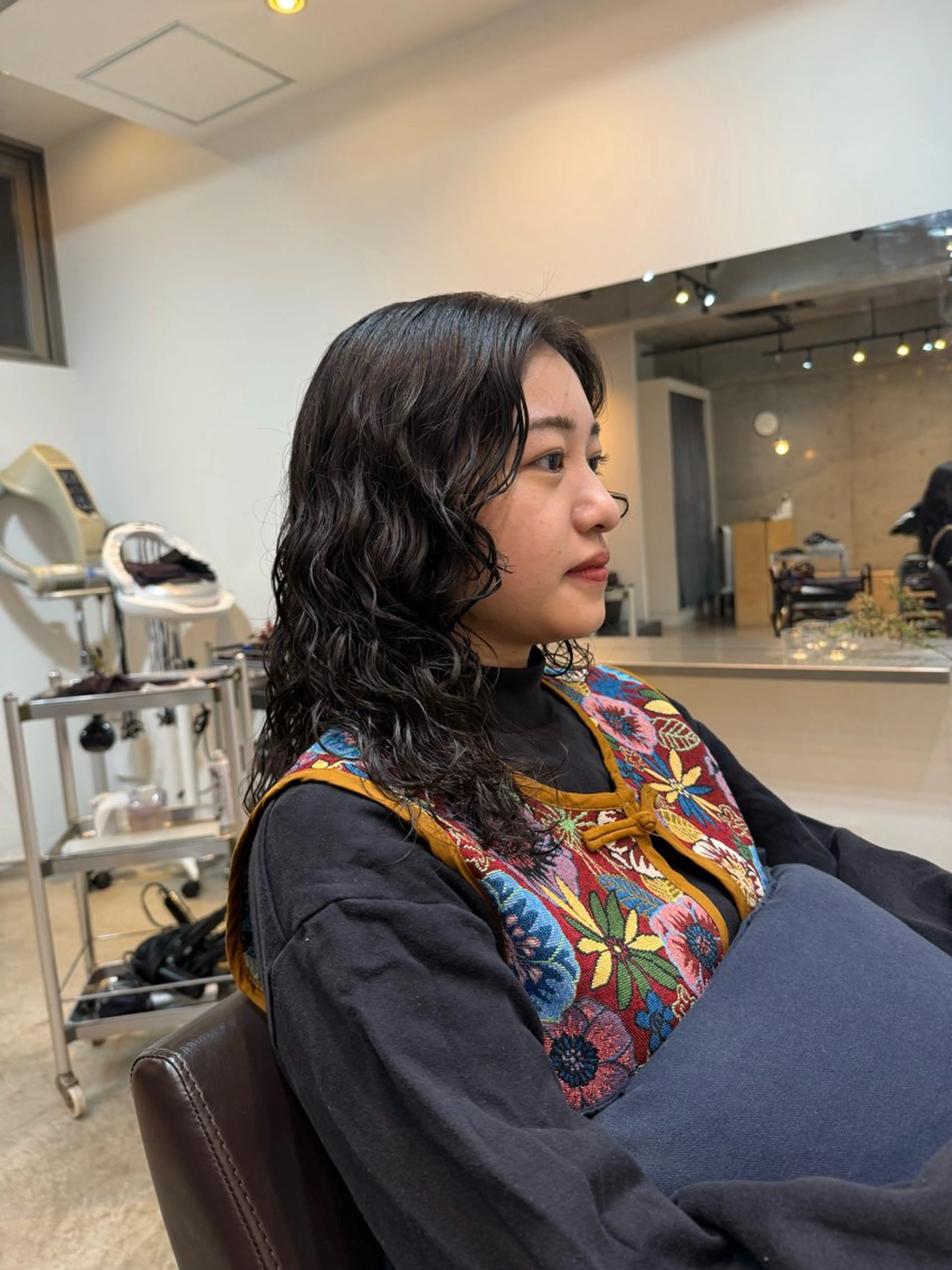 セミロング カット パーマ デジタルパーマ/ ウェーブパーマ/神野のヘアスタイル