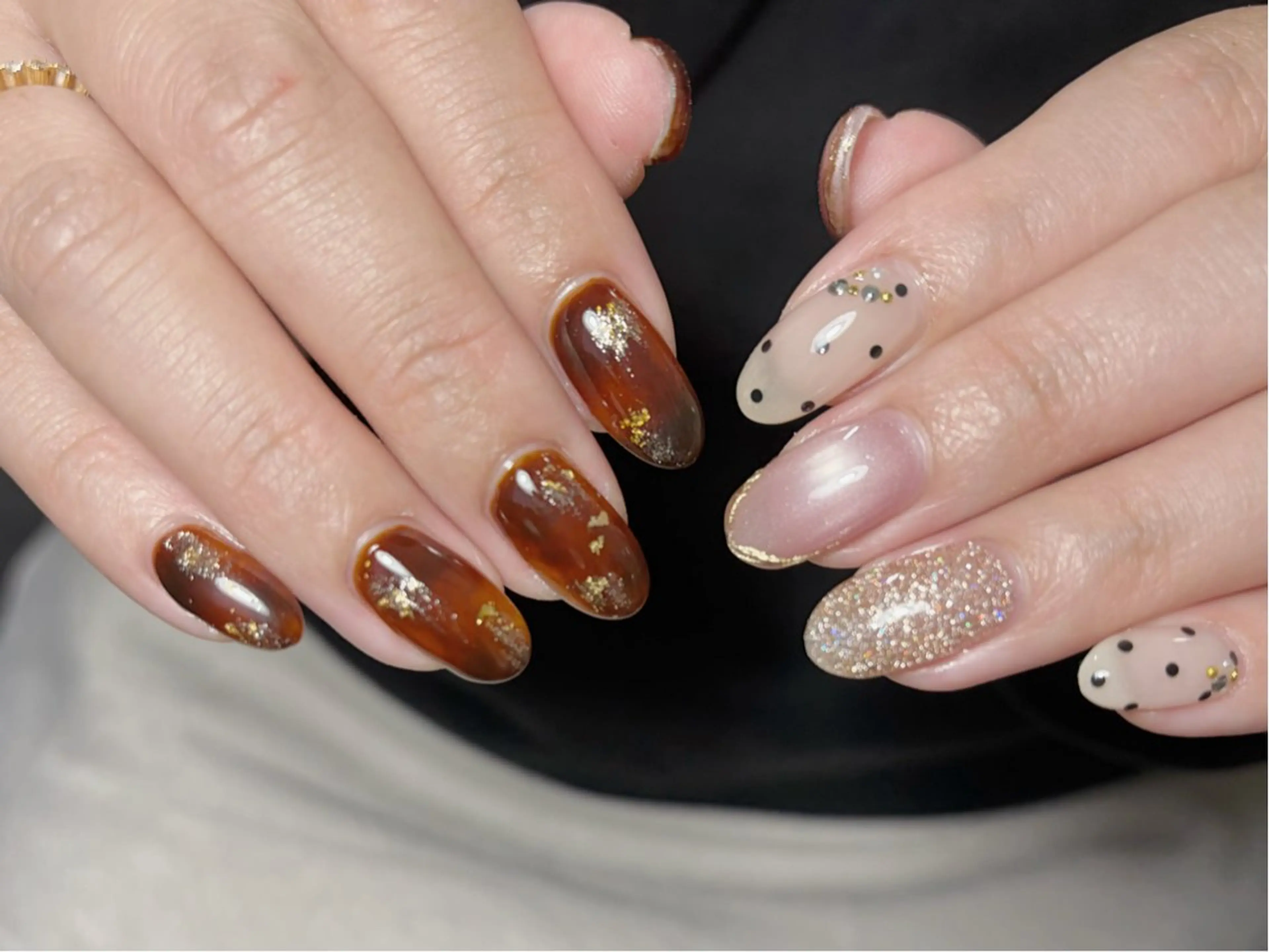 ネイル オーロラネイル 長さ出し フレンチネイル ジェルネイル ガラスフレンチ ハンドネイル Rela・S NAILのネイルデザイン