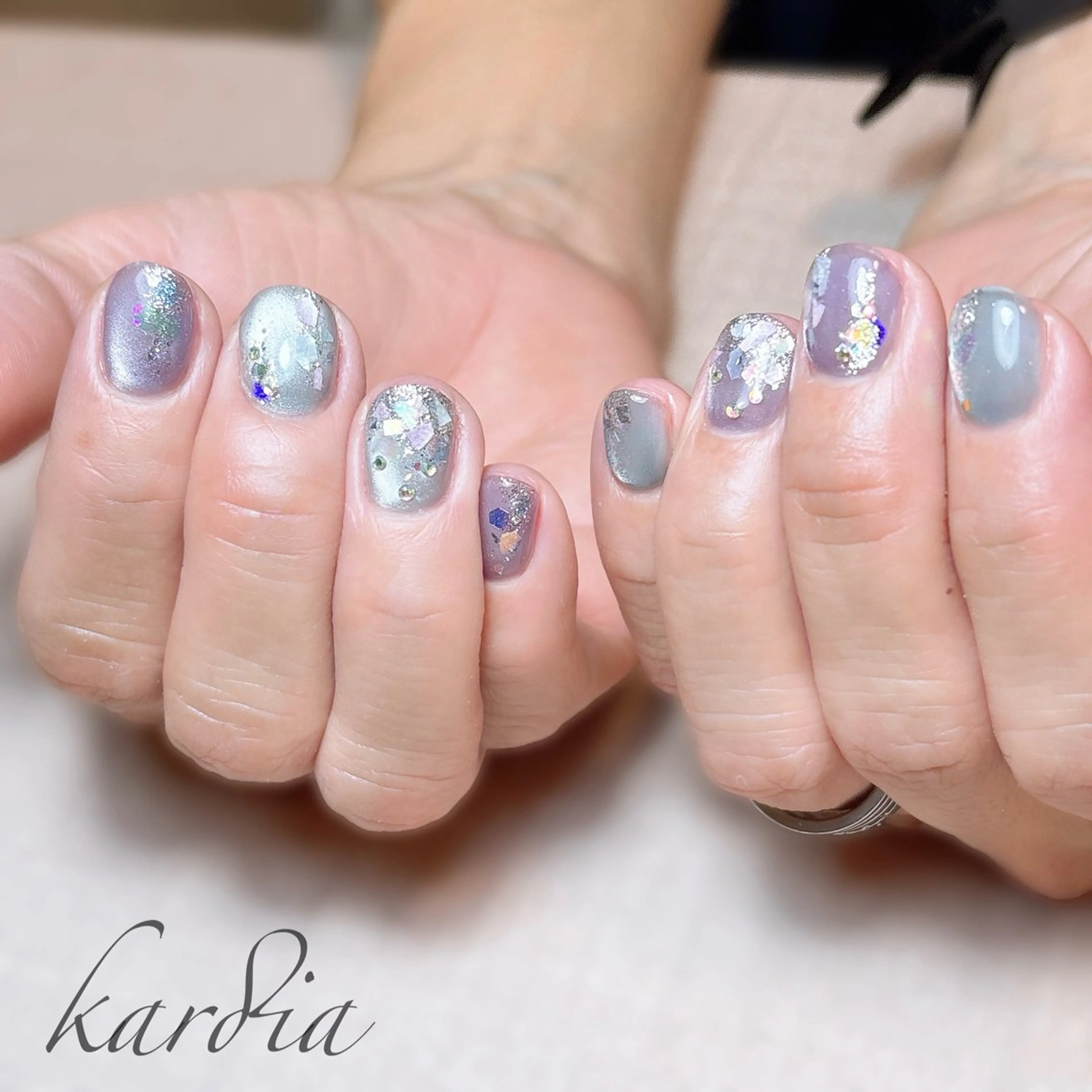 ネイル ハンドネイル καρδιά -ｶﾙﾃﾞｨｱ-のネイルデザイン