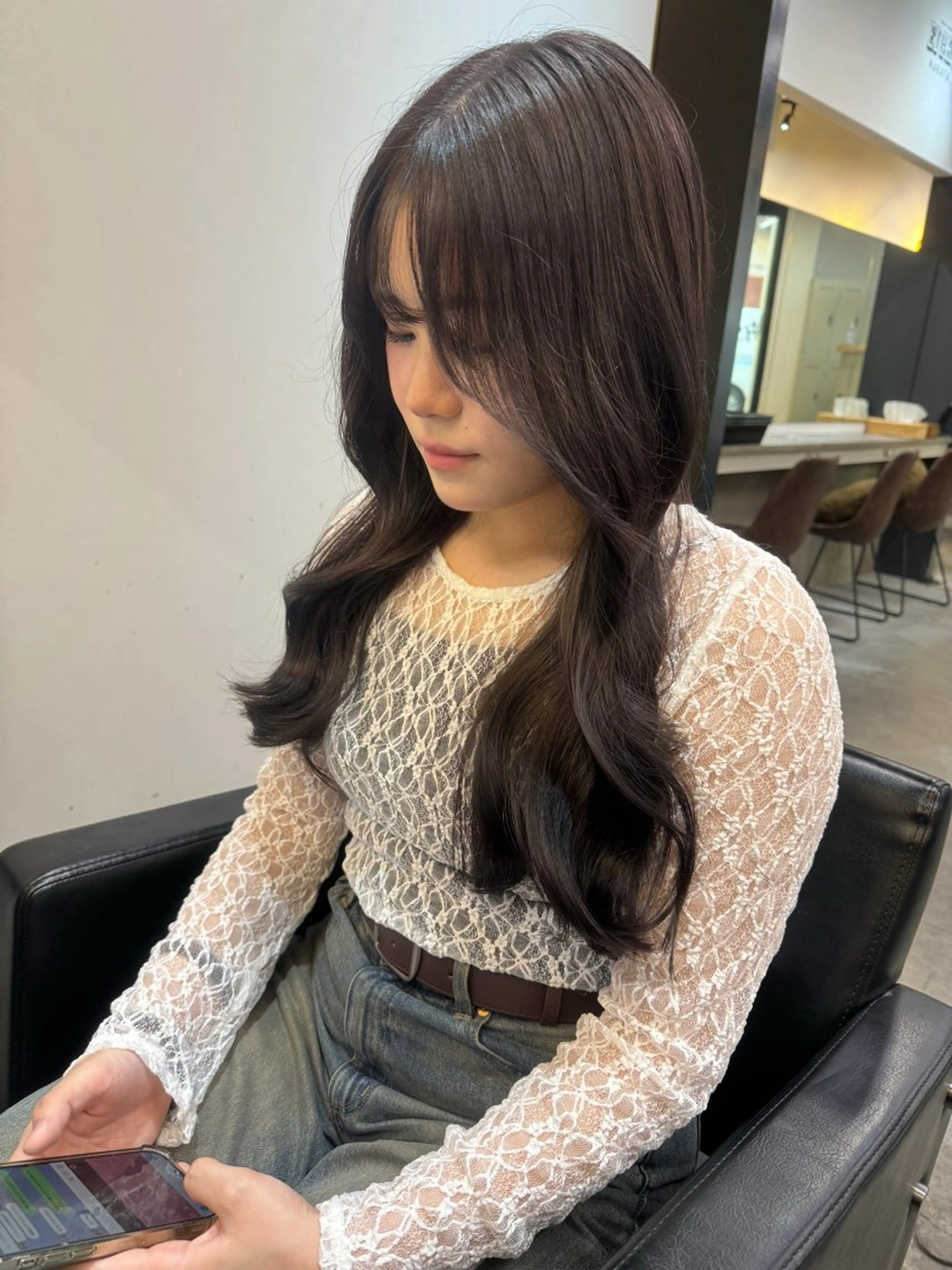 ロング カラー カット ヘアカラー トリートメント 韓国ヘア🇰🇷 YUKINAのヘアスタイル