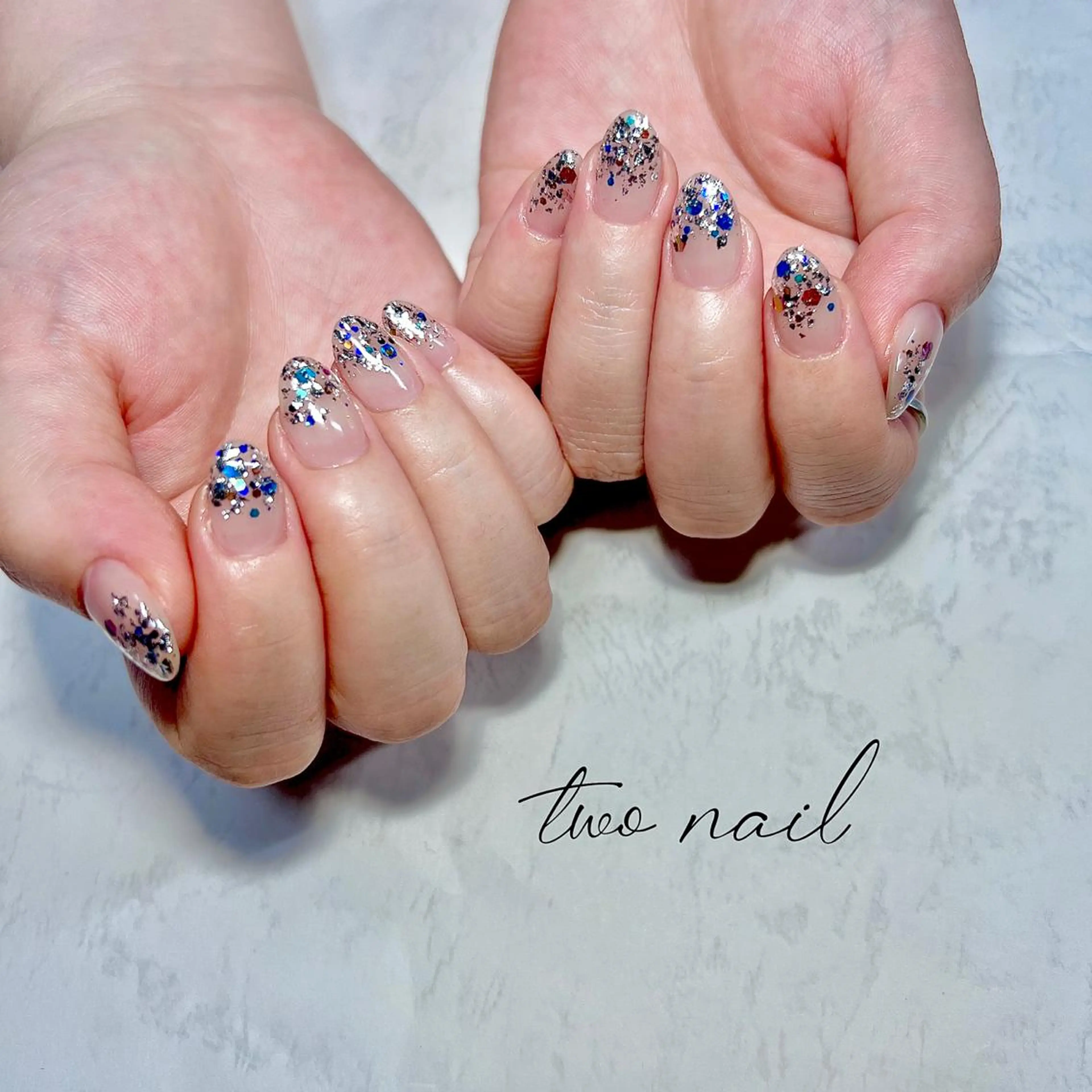 ネイル アートネイル フットネイル ハート ニュアンスネイル ホワイト two nailのネイルデザイン