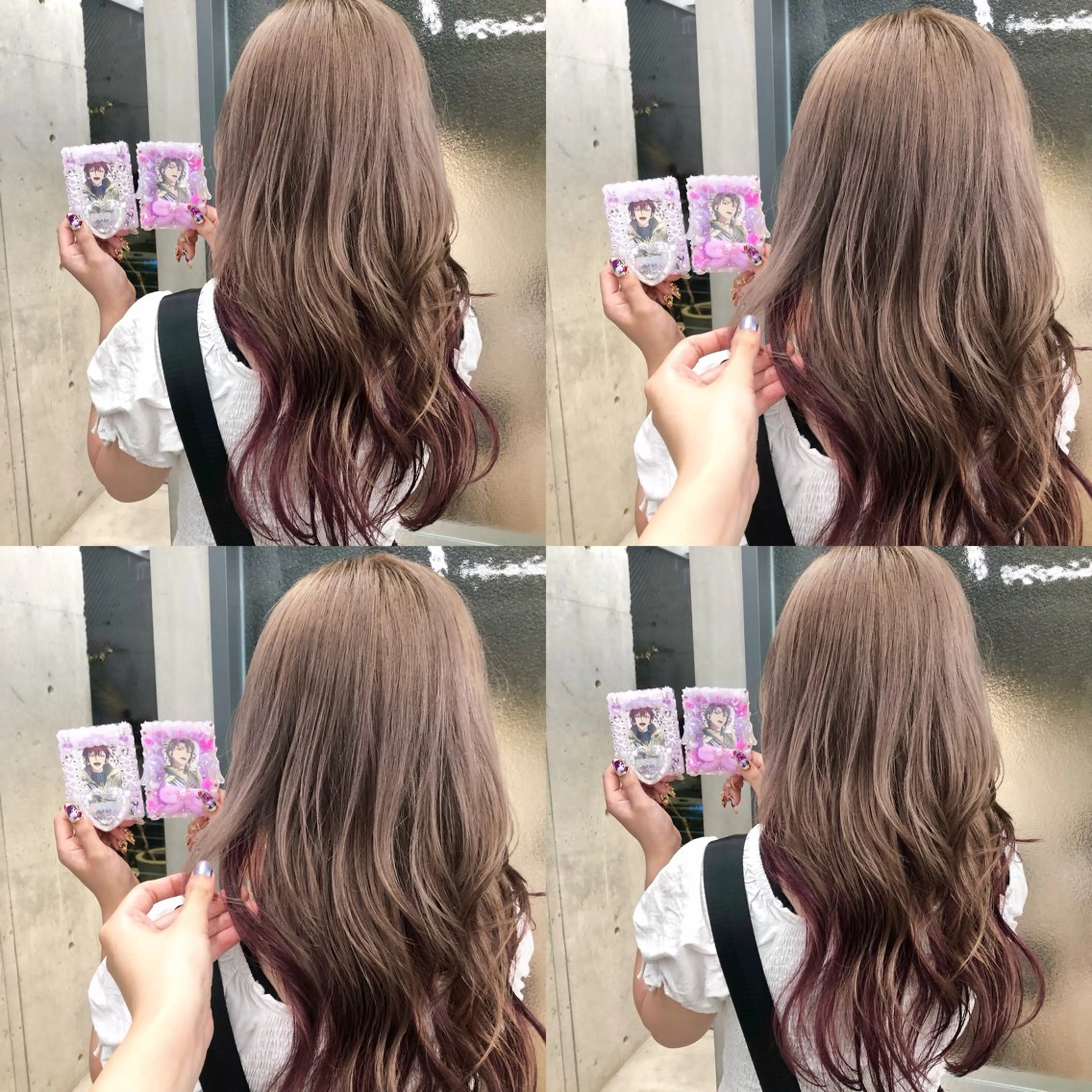 ロング カラー ベージュカラー ブリーチ ボルドーカラー ピンクカラー ツートーンカラー 推しカラー✨ オタク美容師ユウカのヘアスタイル