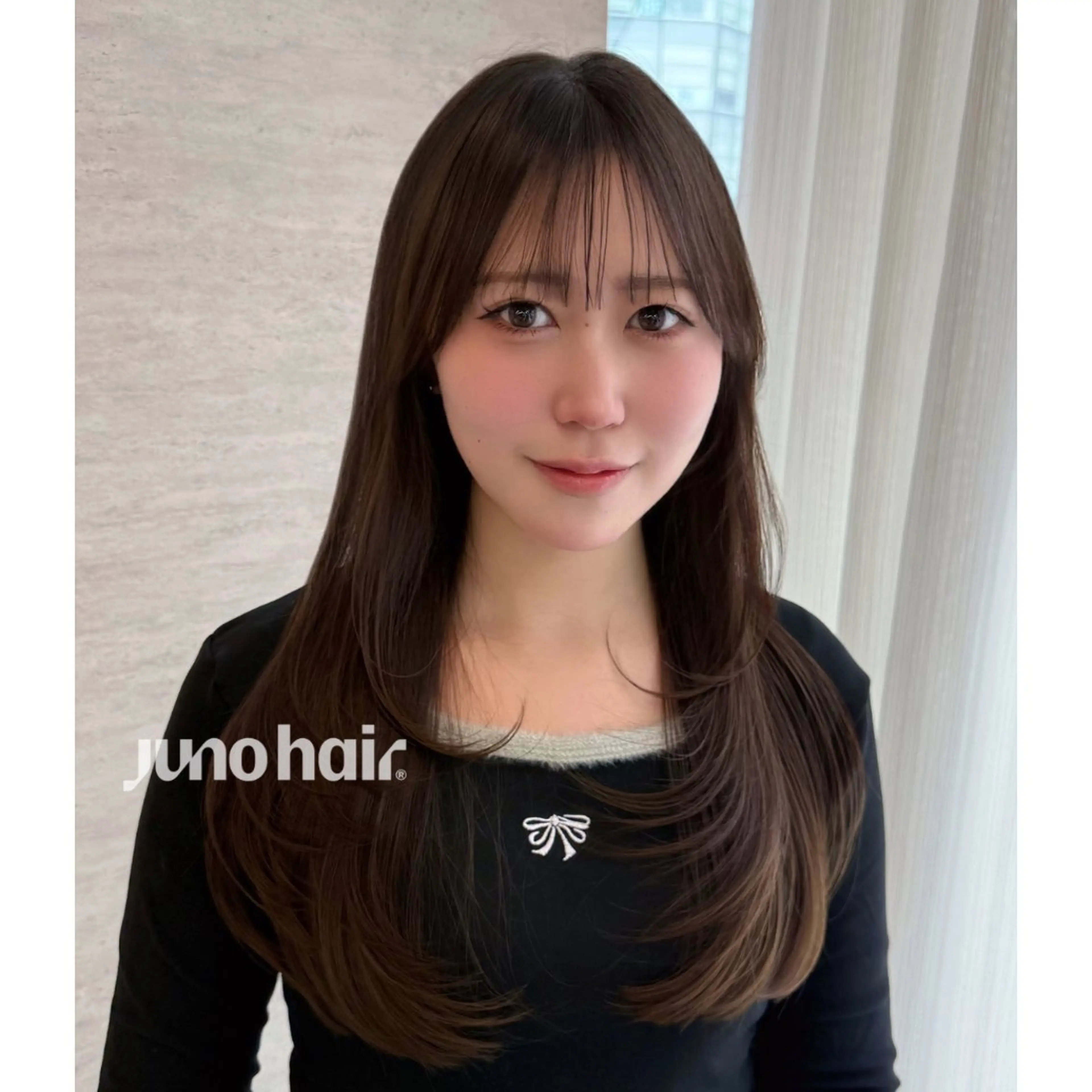 ロング カラー レイヤーカット ロング 小顔カット カット ヘアカラー 韓国レイヤー🪽 無重力パーマナツキのヘアスタイル