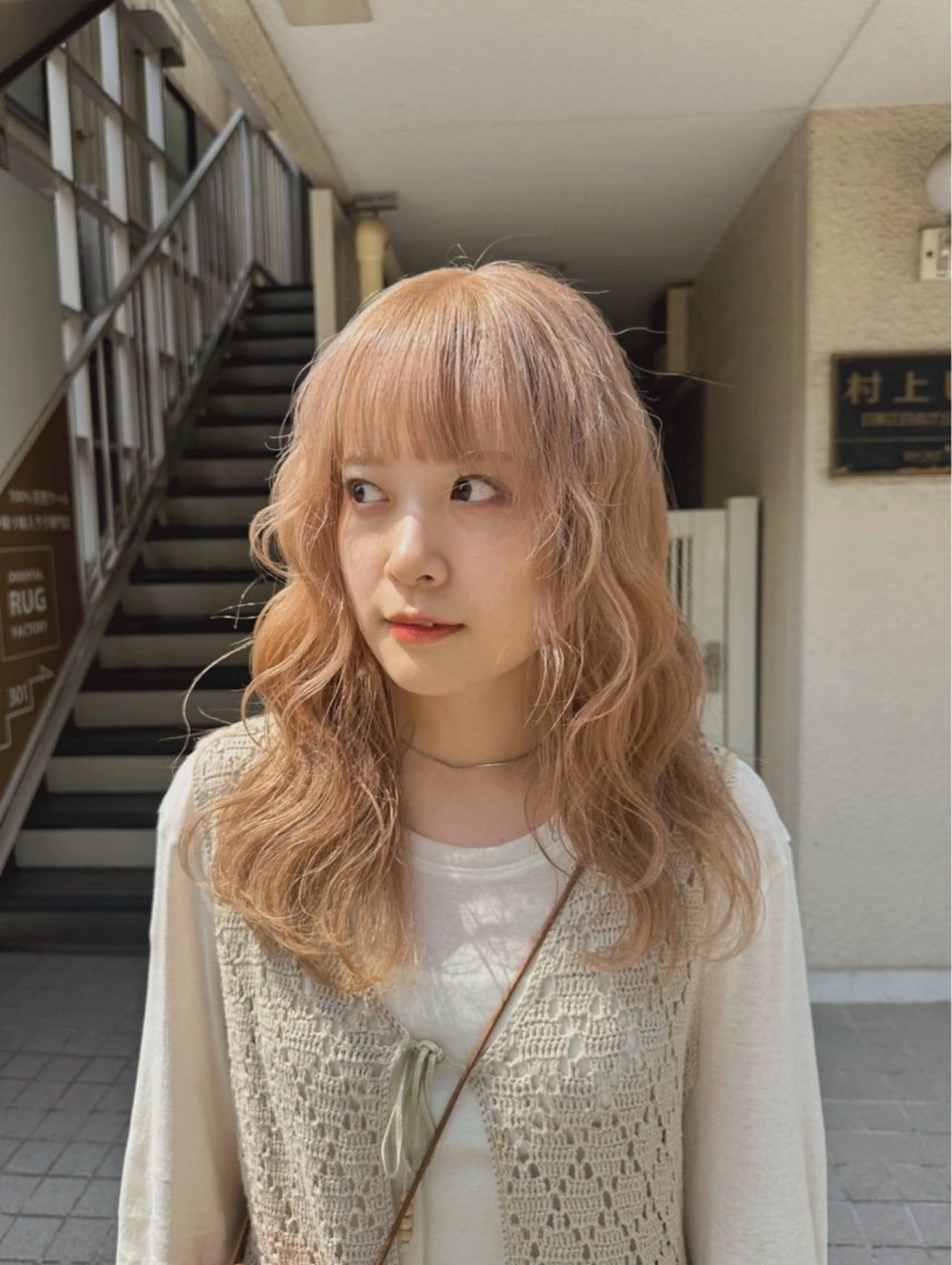 セミロング カット ヘアカラー 🧣misaki 透明感カラー🧣のヘアスタイル