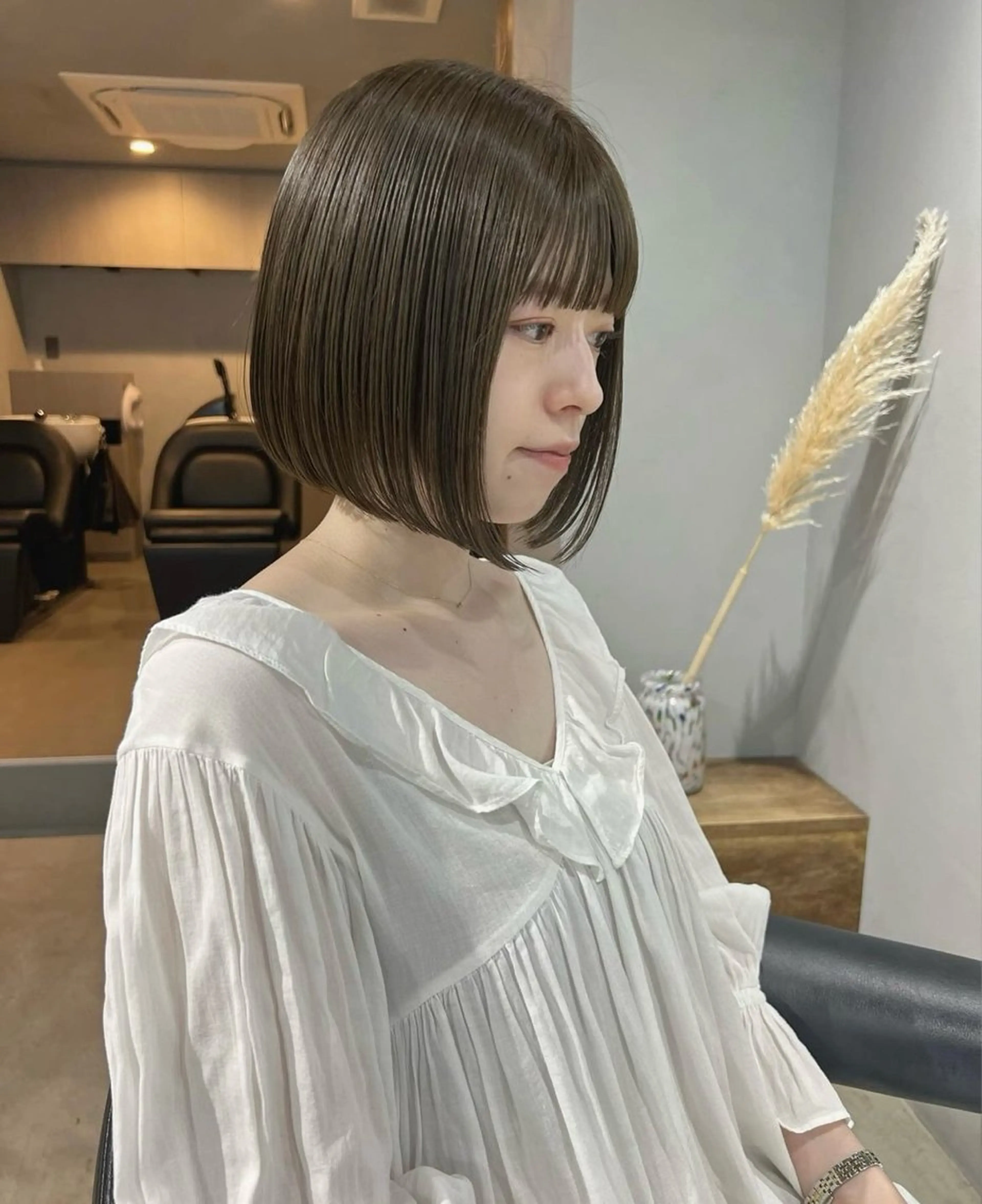 ミディアム カラー カット ヘアカラー akane/ベージュ /オリーブ/ブラウンのヘアスタイル