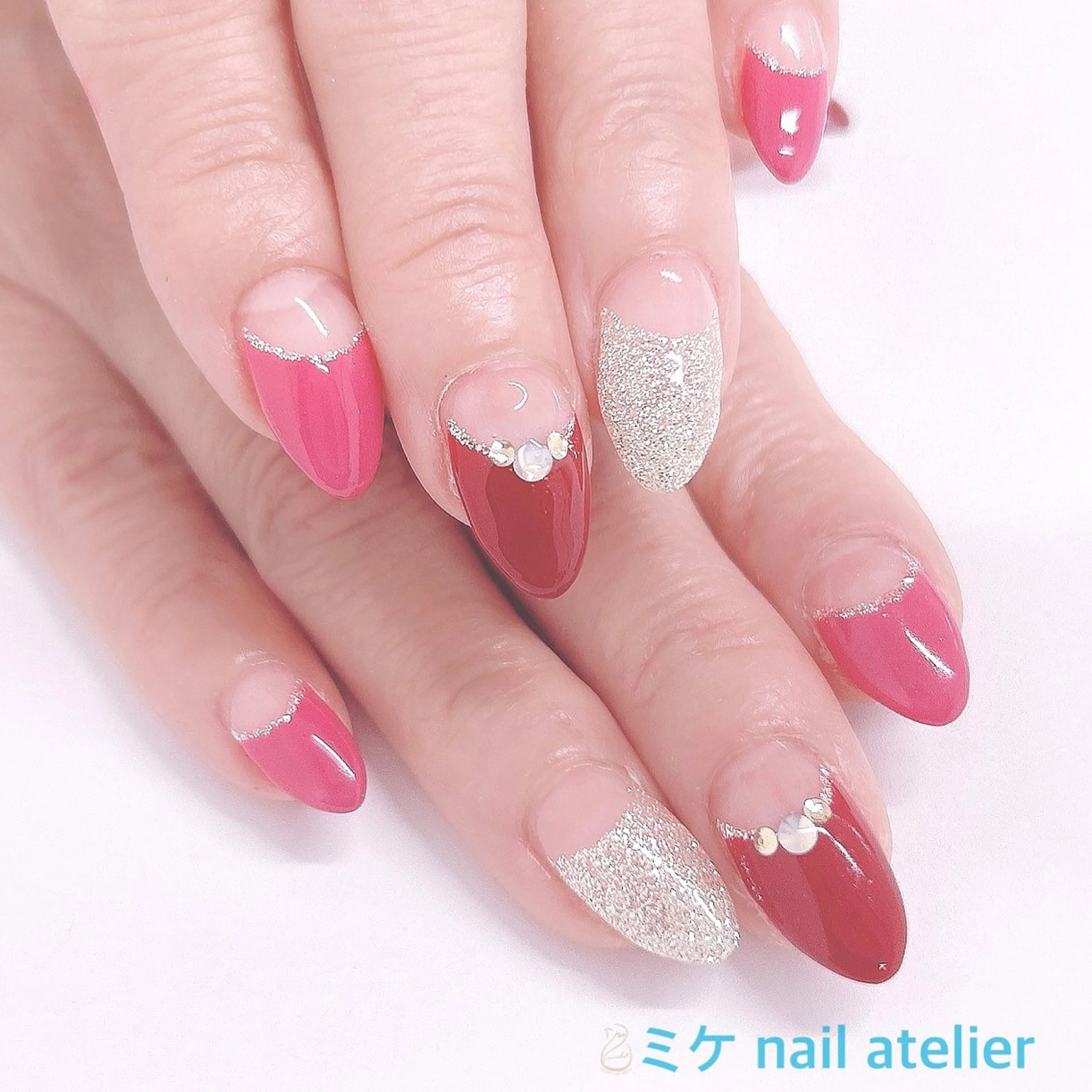 ネイル フレンチネイル ジェルネイル ピンク 逆フレンチ ハンドネイル h. rikaのネイルデザイン