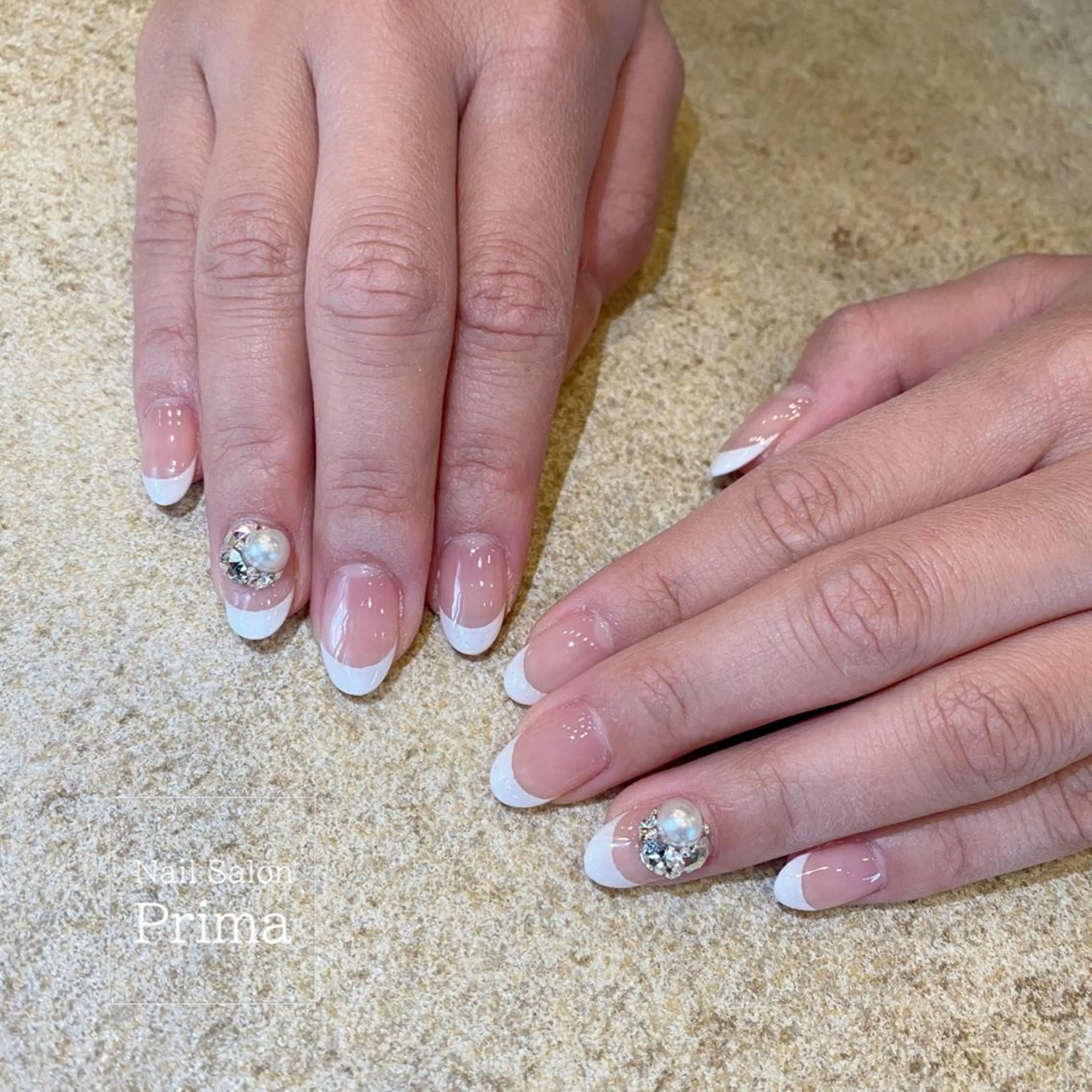 セミロング ネイル ストーンネイル SalonPrima Nail & Eyeのマツエク・マツパデザイン