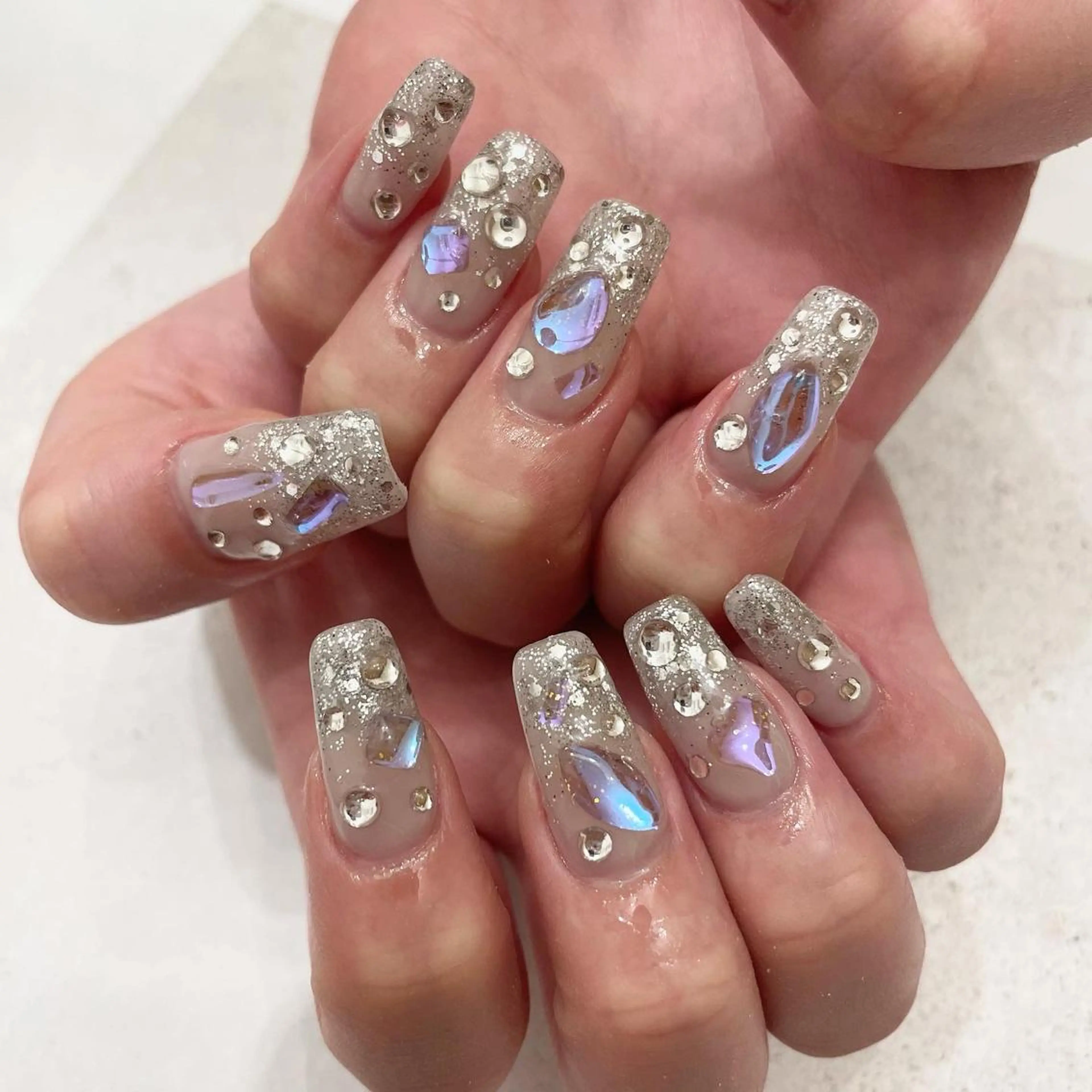 ネイル アートネイル キラキラネイル ワンホンネイル Sea  nail by emaのネイルデザイン