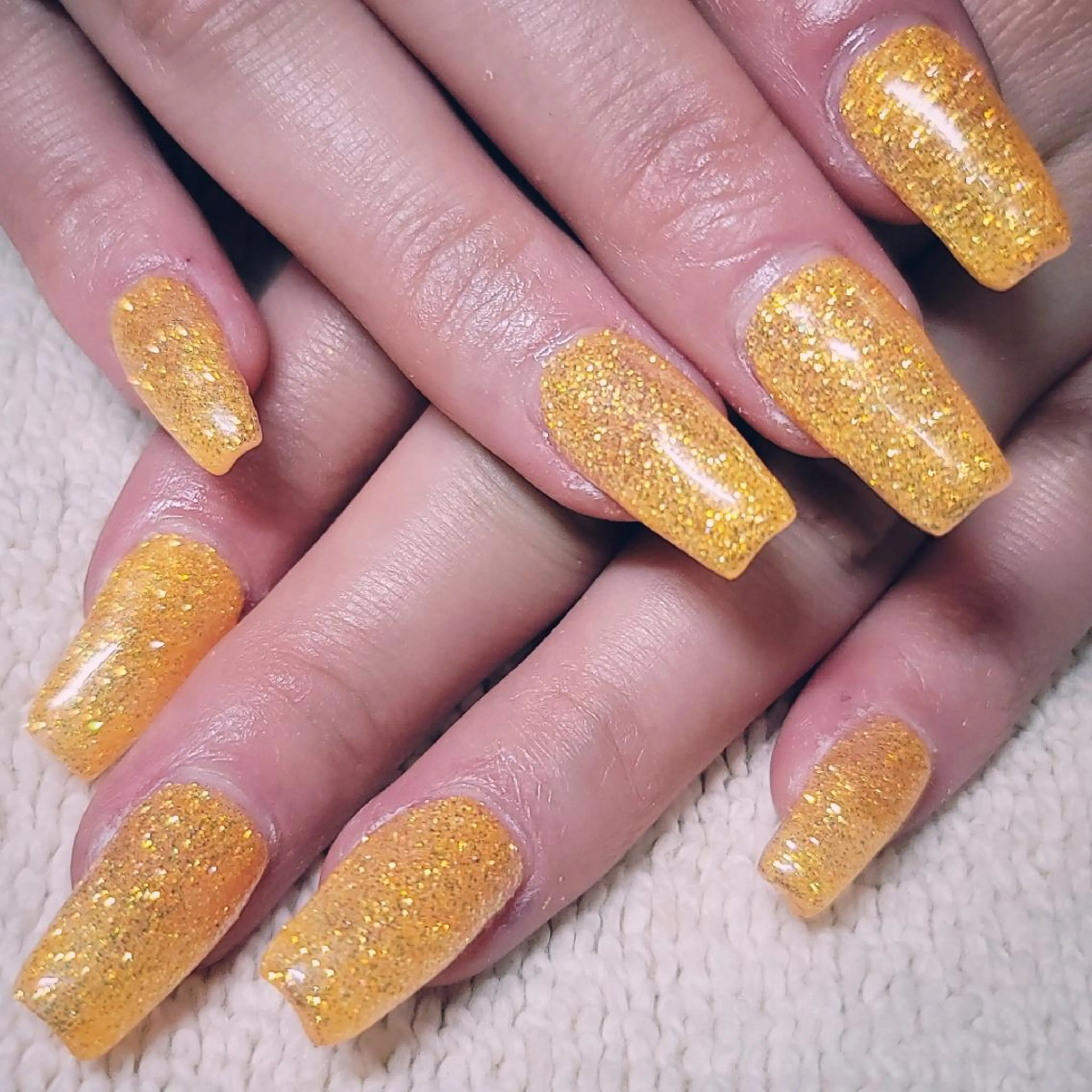 ネイル ラメ(グリッター) ワンカラーネイル オレンジ ハンドネイル よしだ ひろきのネイルデザイン