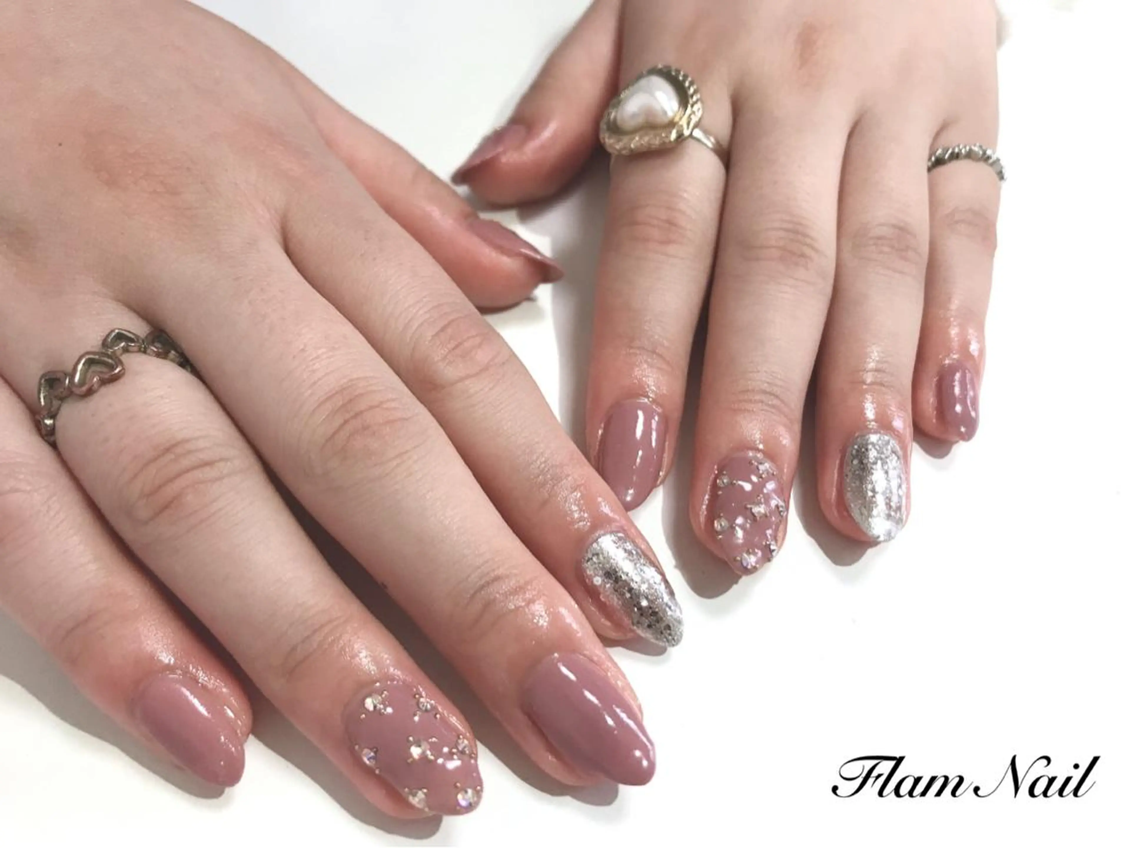 ネイル オーロラネイル ピンク Flam Nailのネイルデザイン