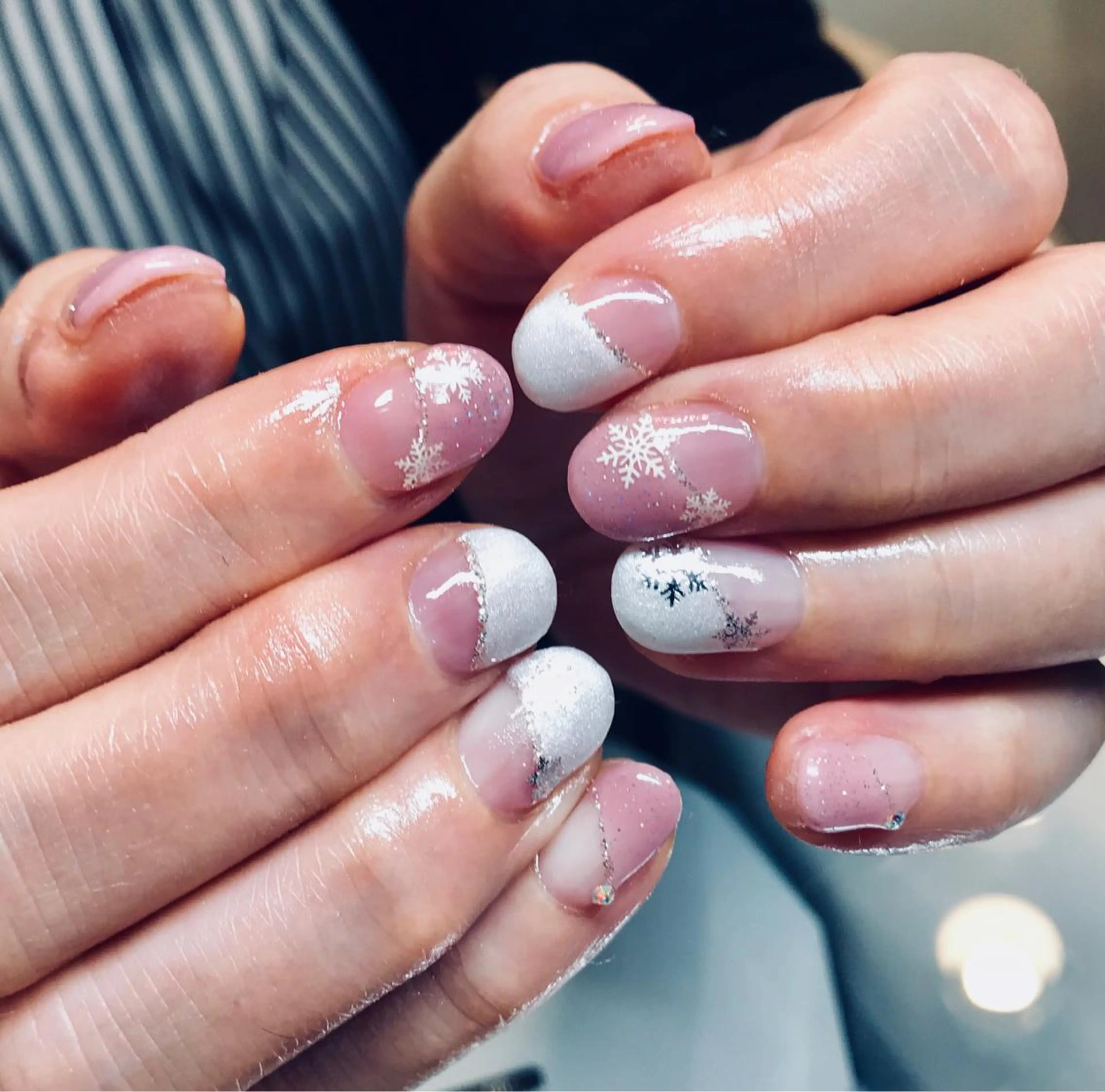 ショート ネイル フレンチネイル 斜めフレンチ nail&eye Aoのマツエク・マツパデザイン