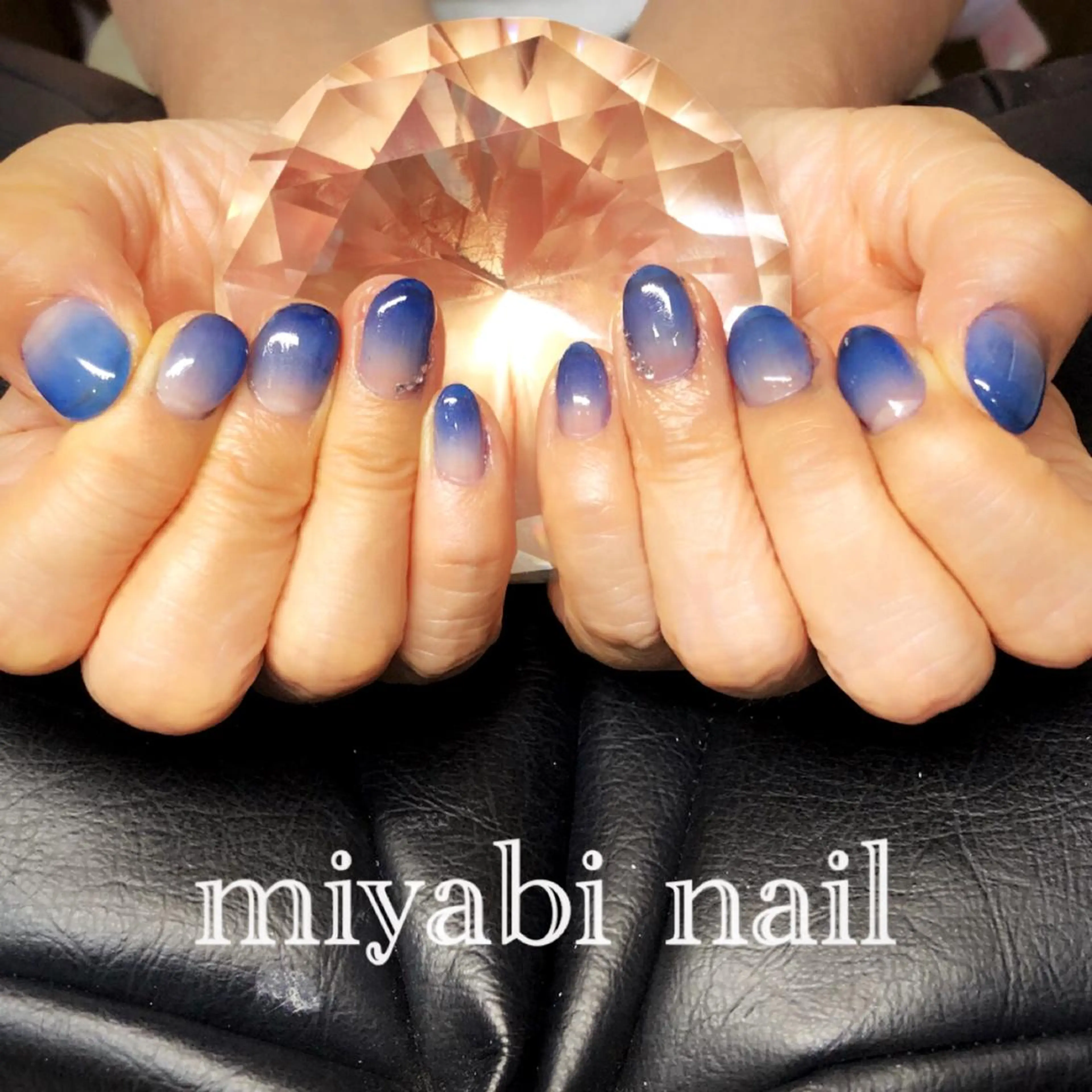 ネイル ブルー ジェルネイル グラデーション ハンドネイル miyabi nail 桂川駅近くのネイルデザイン