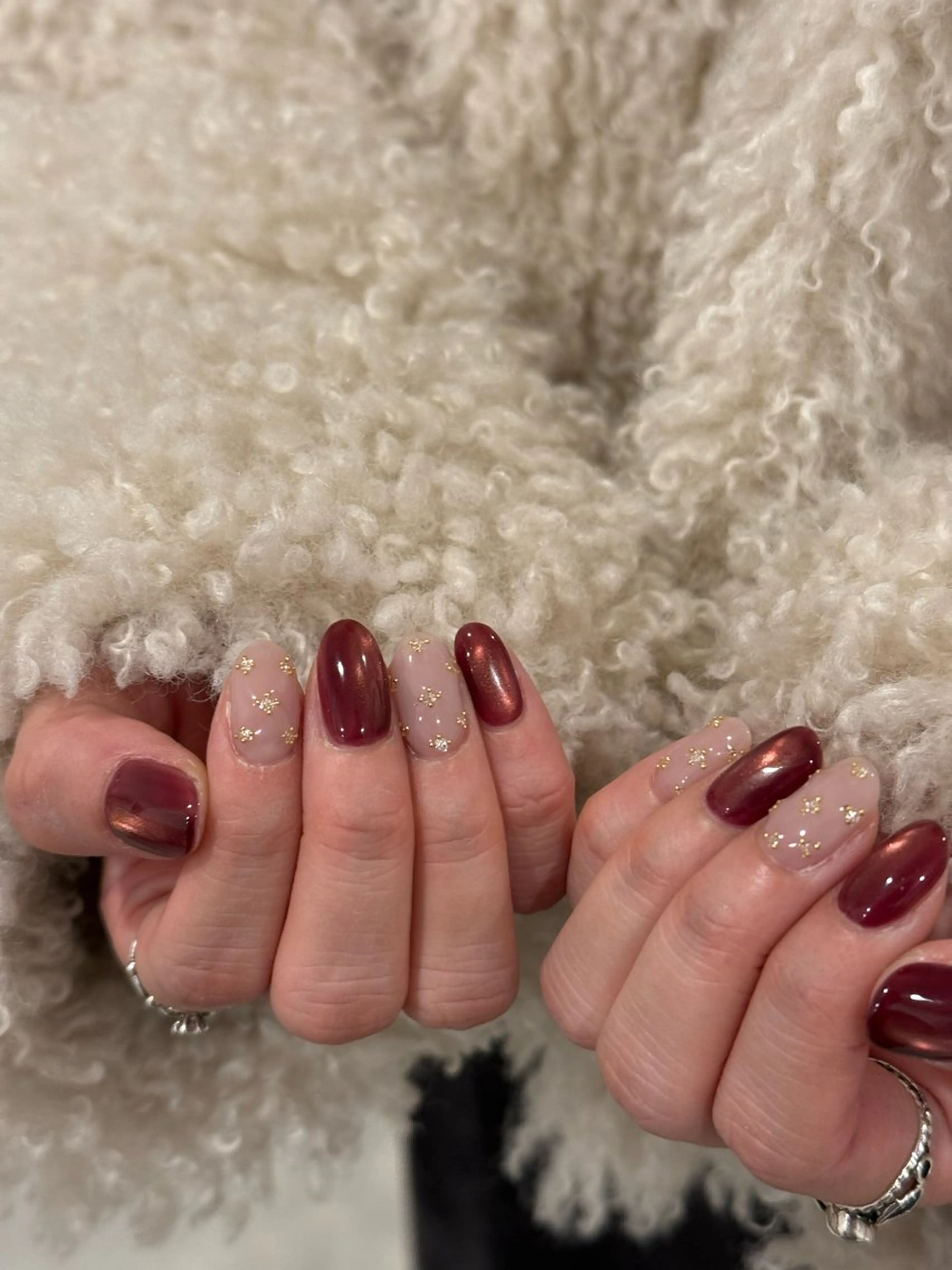 キッズ ネイル ボルドー マグネットネイル ハンドネイル nr. nayuのネイルデザイン