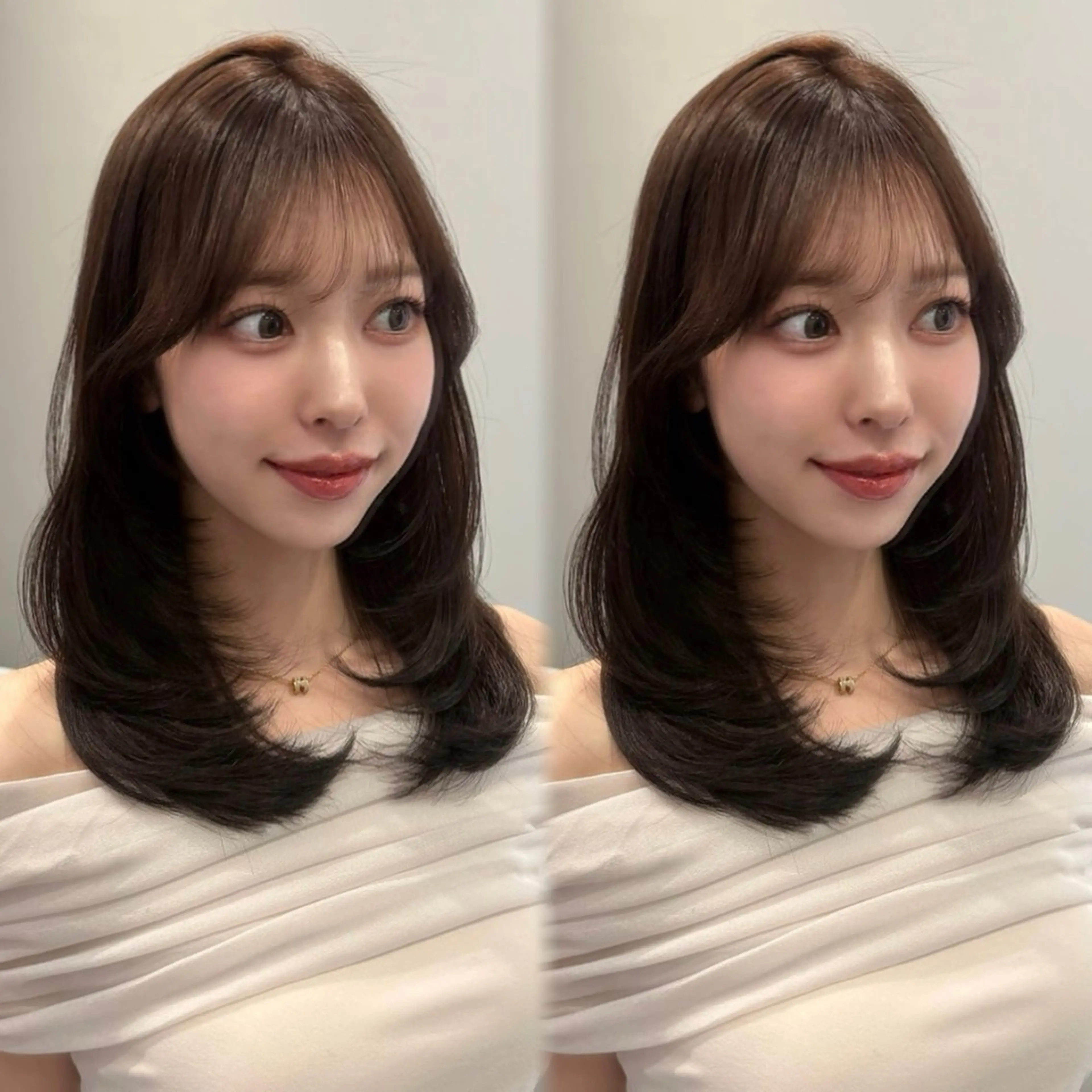 ミディアム カラー ミディアムレイヤー レイヤーカット カット レイヤー/艶カラー /韓国ヘア/高松のヘアスタイル